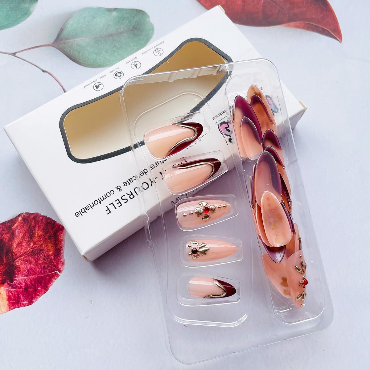 Uñas Postizas Cortas Almendra NEWSPIED - 24 Piezas Francesa