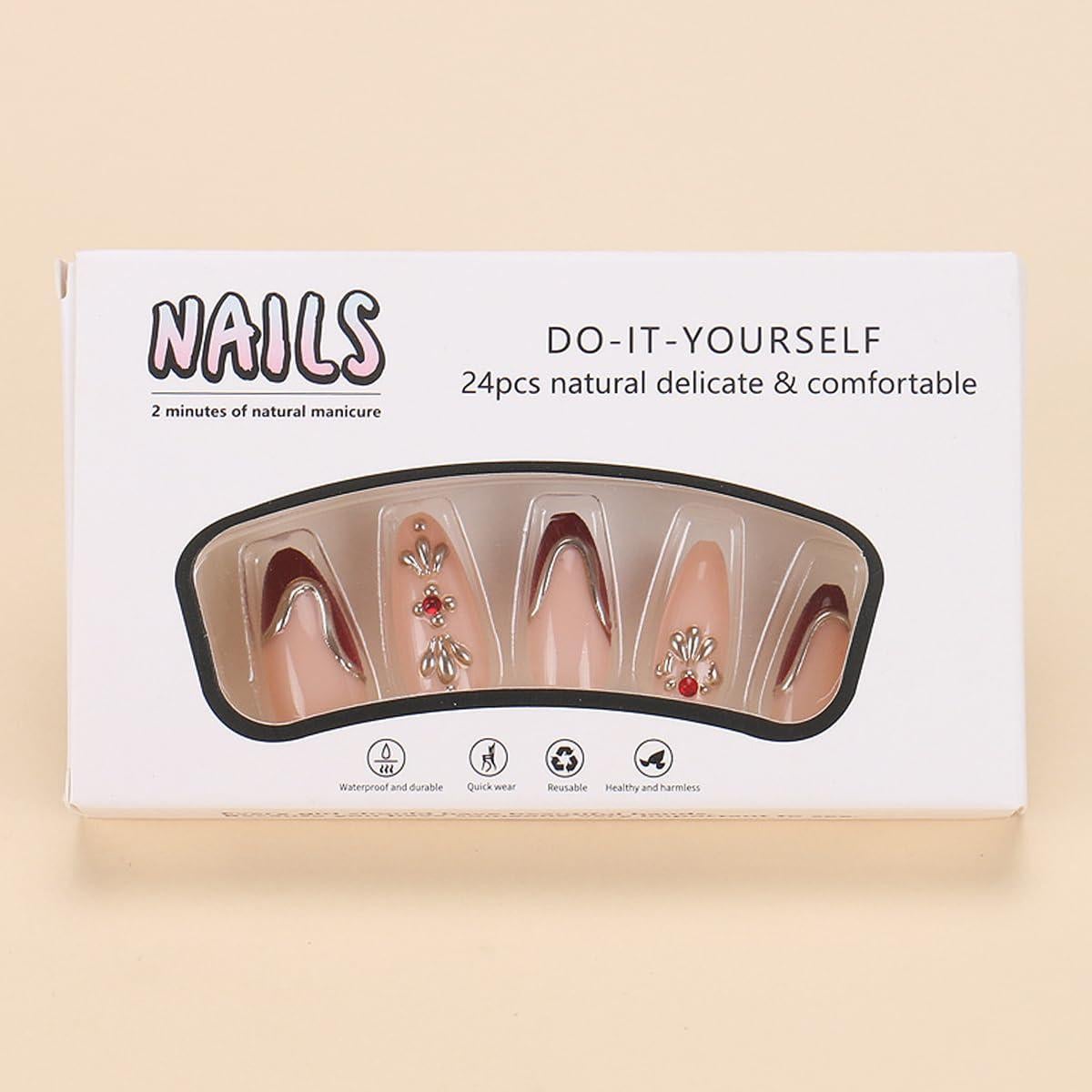 Uñas Postizas Cortas Almendra NEWSPIED - 24 Piezas Francesa