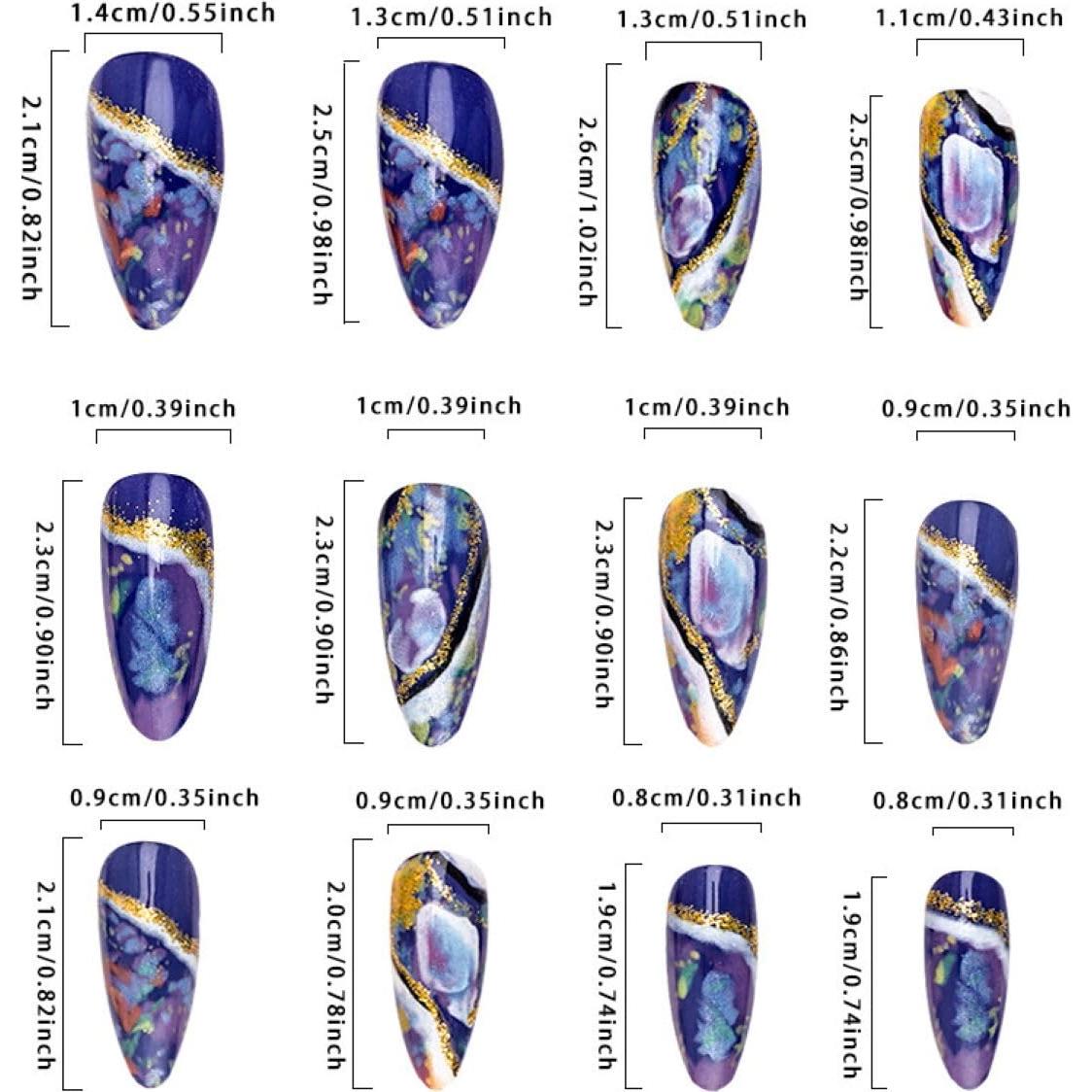 Uñas Postizas Almendra Azul Brillante 24pcs Sevgob