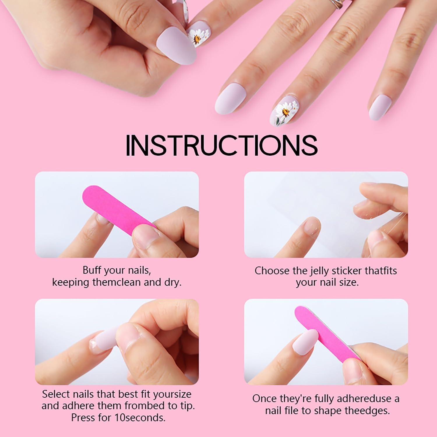 Uñas Postizas Largas Coloridas LOPMNGHT con Diseño Estrella de Mar