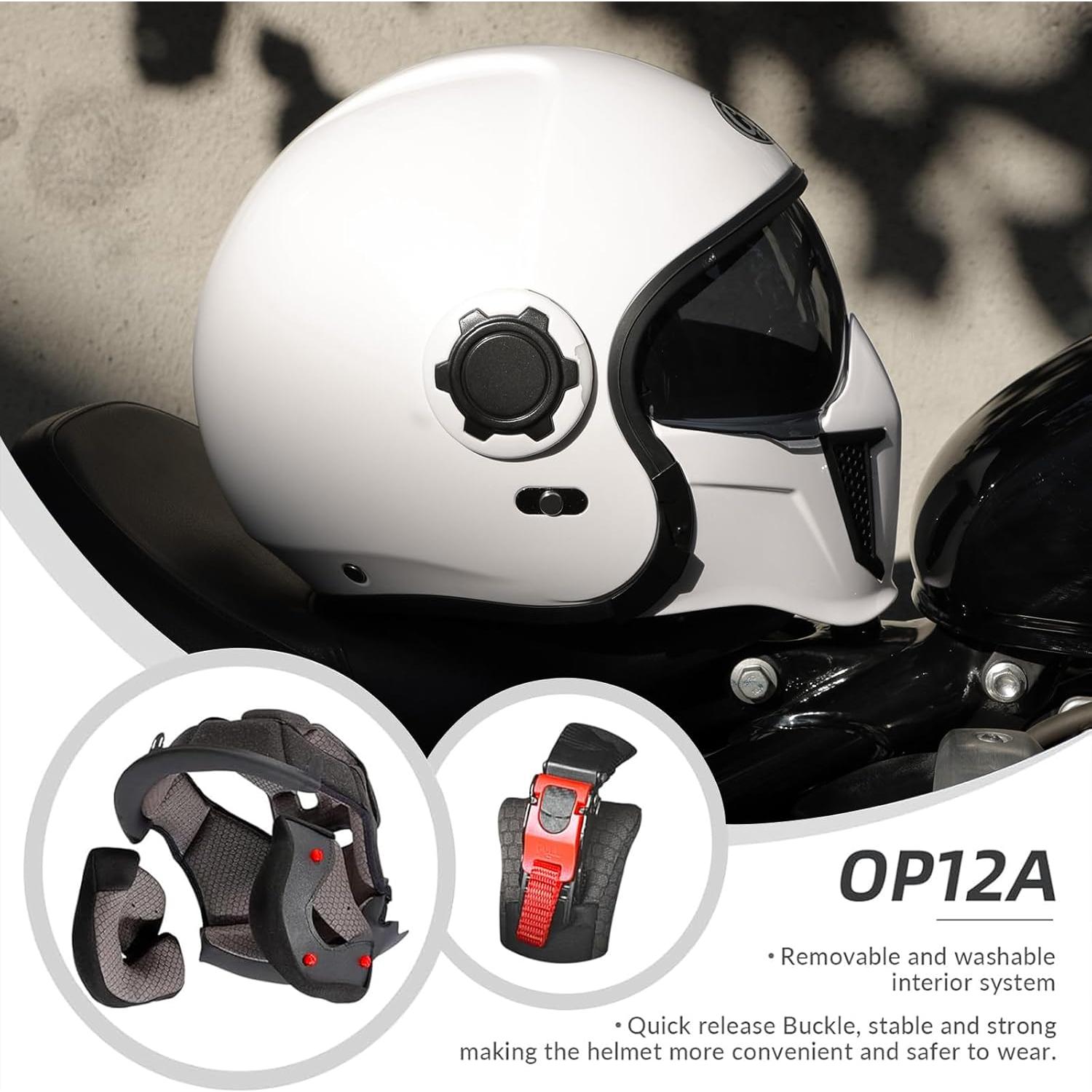 Casco de Motocicleta TRIANGLE OP12A Doble Visor Grande Blanco