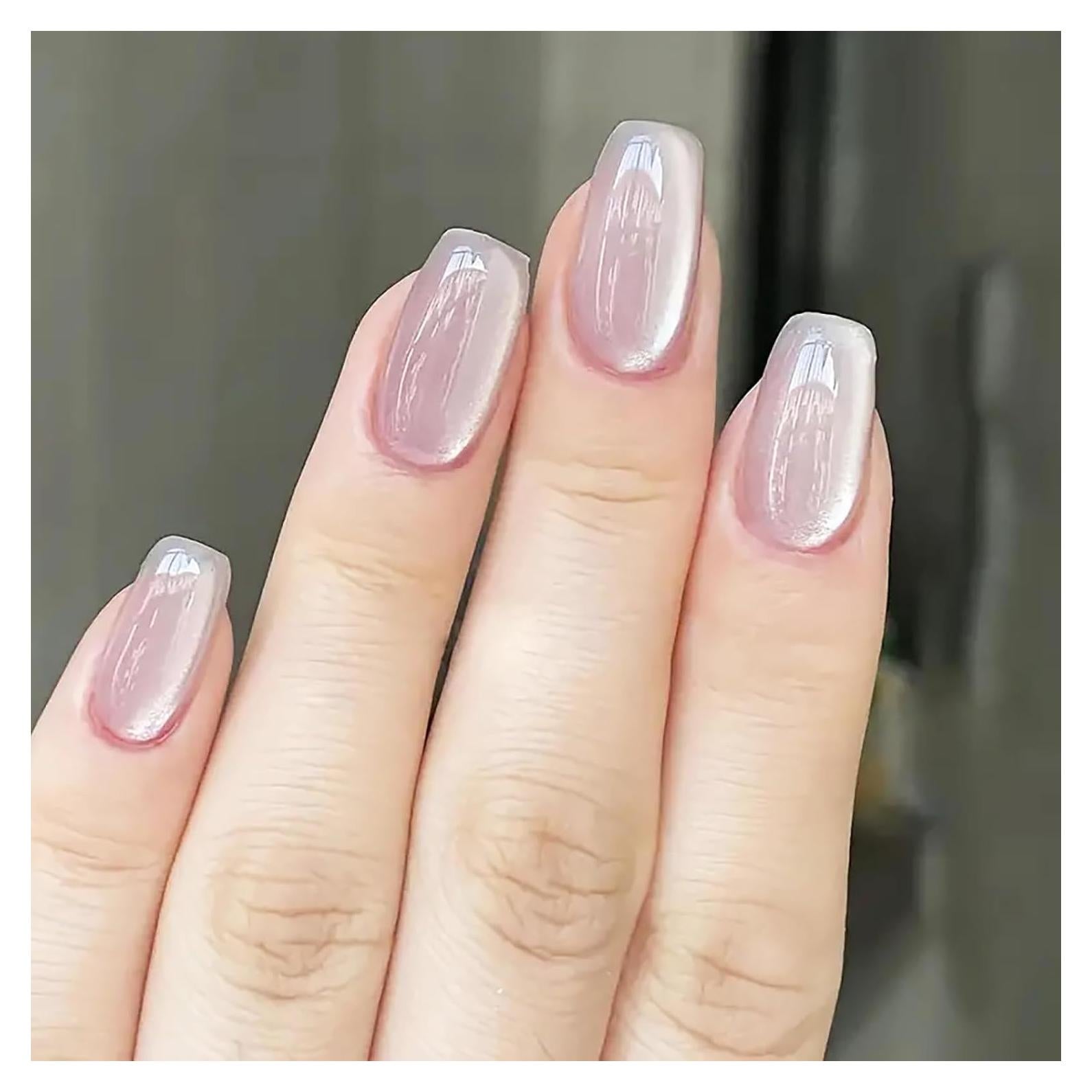 Uñas Postizas Medianas Cuadradas KKUUOO Color Nude 24 Pcs