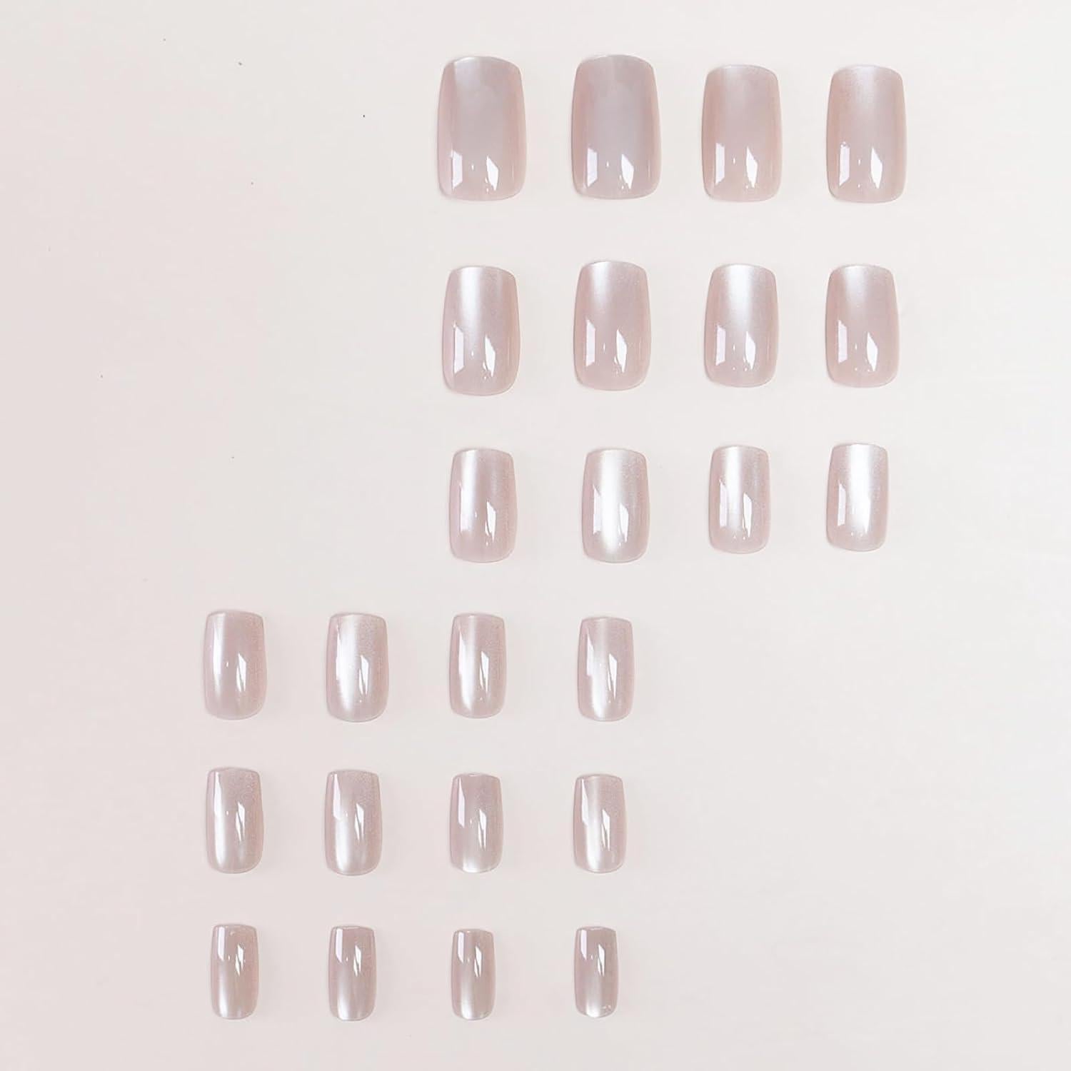 Uñas Postizas Medianas Cuadradas KKUUOO Color Nude 24 Pcs