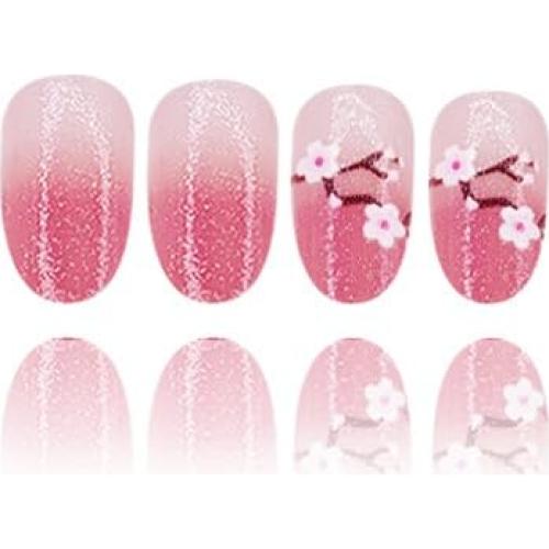 24 Uñas Postizas Acrílicas Flor Rosa Brillante Reutilizables