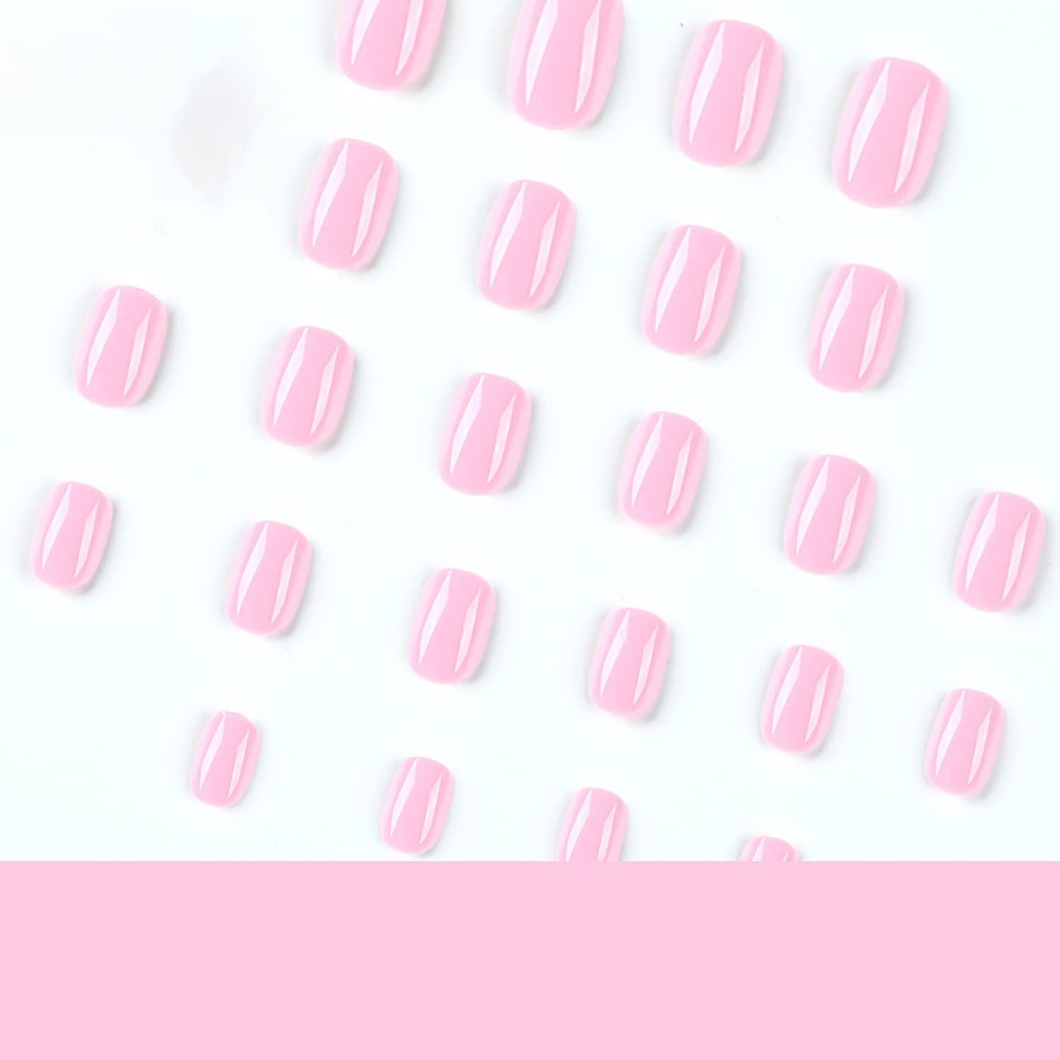 Uñas Postizas Cortas Rosadas Dulyork 24 Piezas Acrílicas