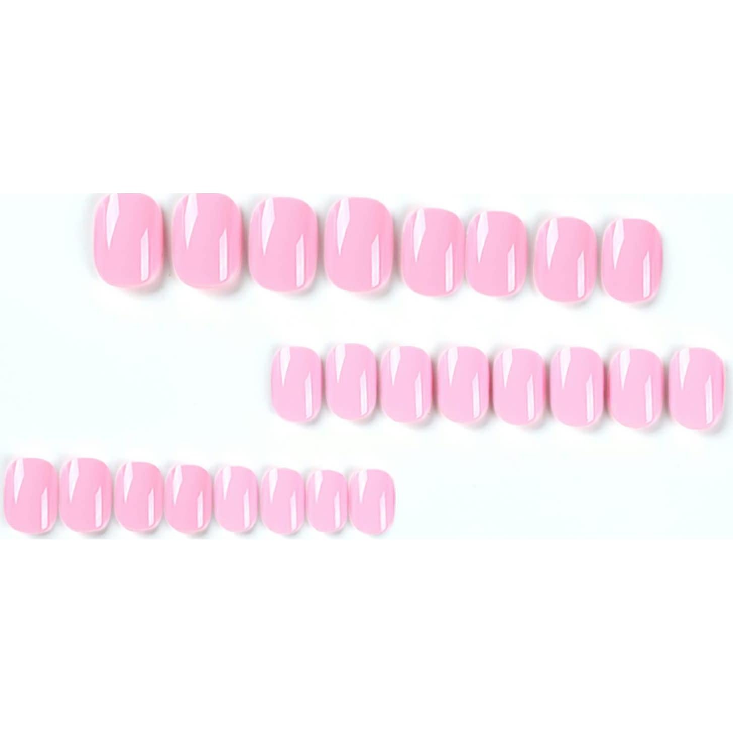 Uñas Postizas Cortas Rosadas Dulyork 24 Piezas Acrílicas