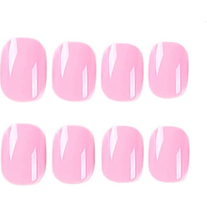 Uñas Postizas Cortas Rosadas Dulyork 24 Piezas Acrílicas