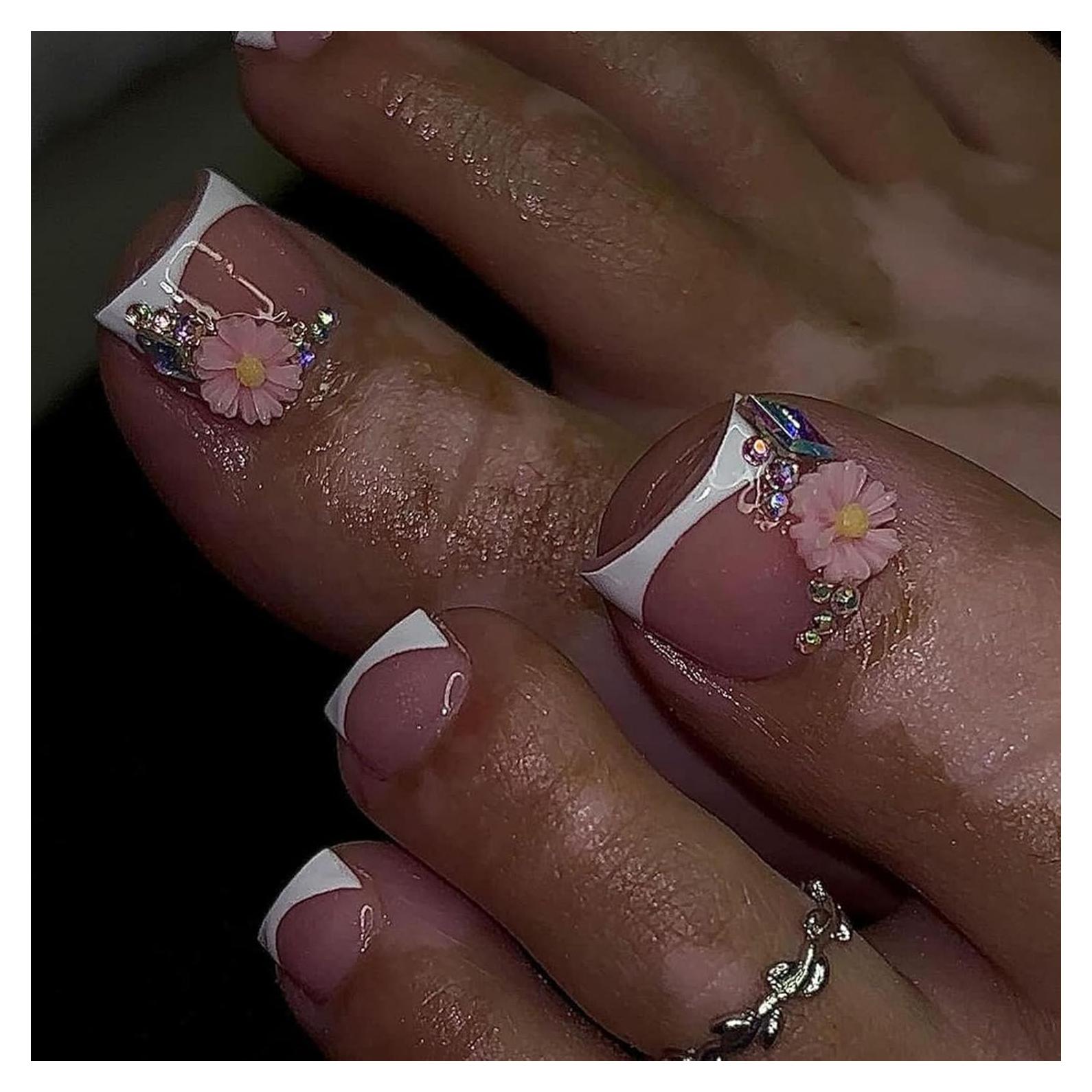 Uñas Postizas Cortas Blancas Francesas BAOYAALIN 24PCS