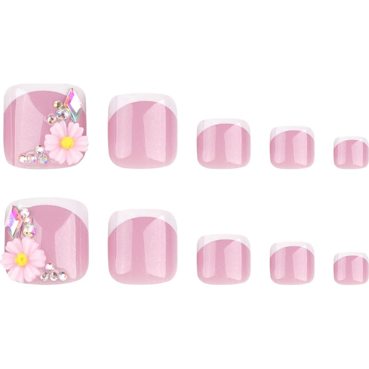 Uñas Postizas Cortas Blancas Francesas BAOYAALIN 24PCS