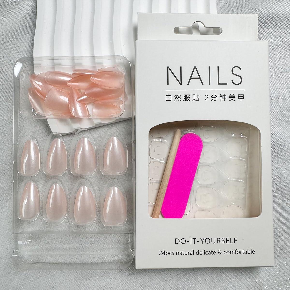 Uñas Postizas Almendra Ombre Nude 24 Pcs GUFUGU0612