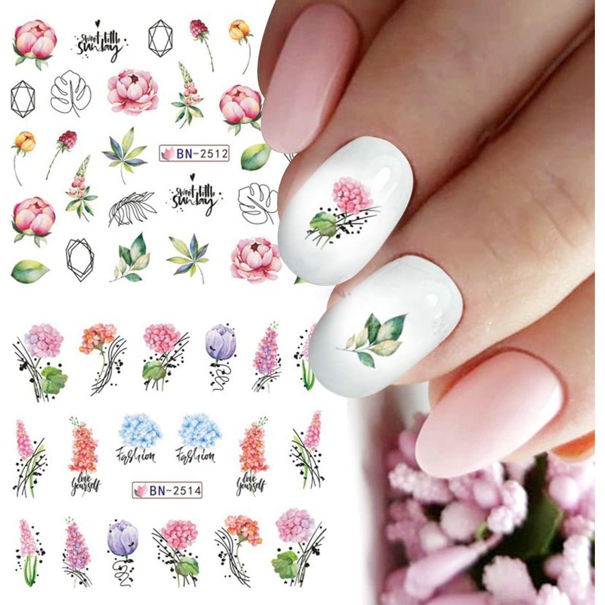 Pegatinas de Uñas SINSEN Florales 12 Piezas Transferencia Agua