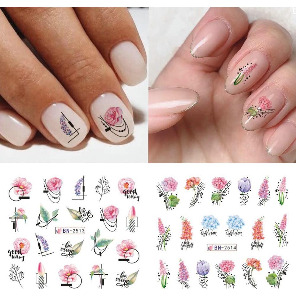 Pegatinas de Uñas SINSEN Florales 12 Piezas Transferencia Agua