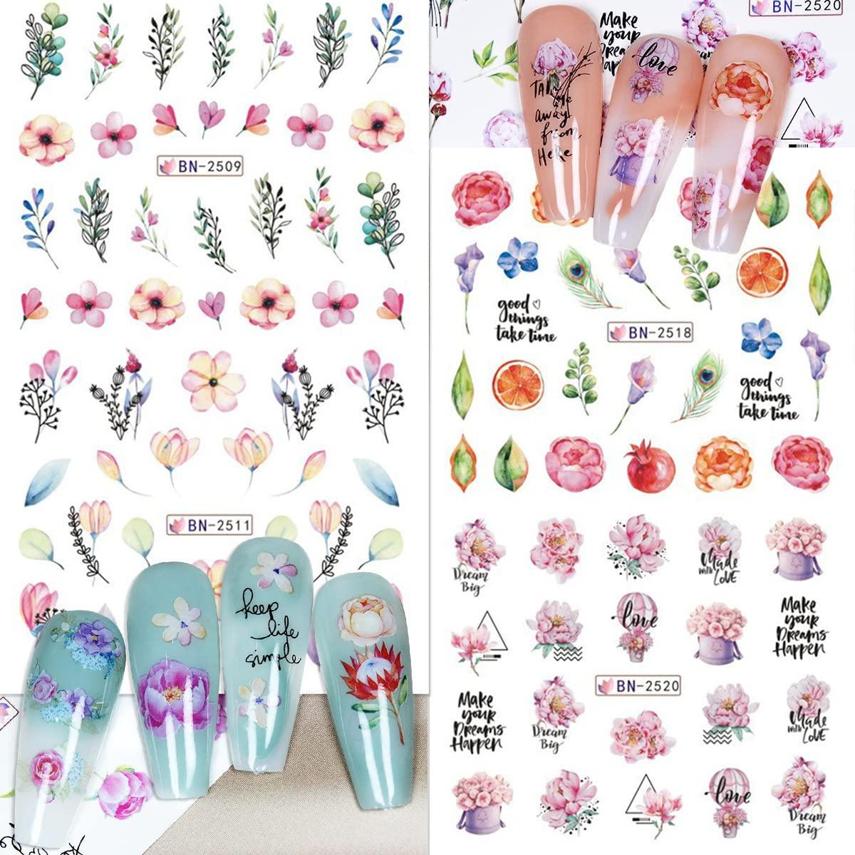 Pegatinas de Uñas SINSEN Florales 12 Piezas Transferencia Agua