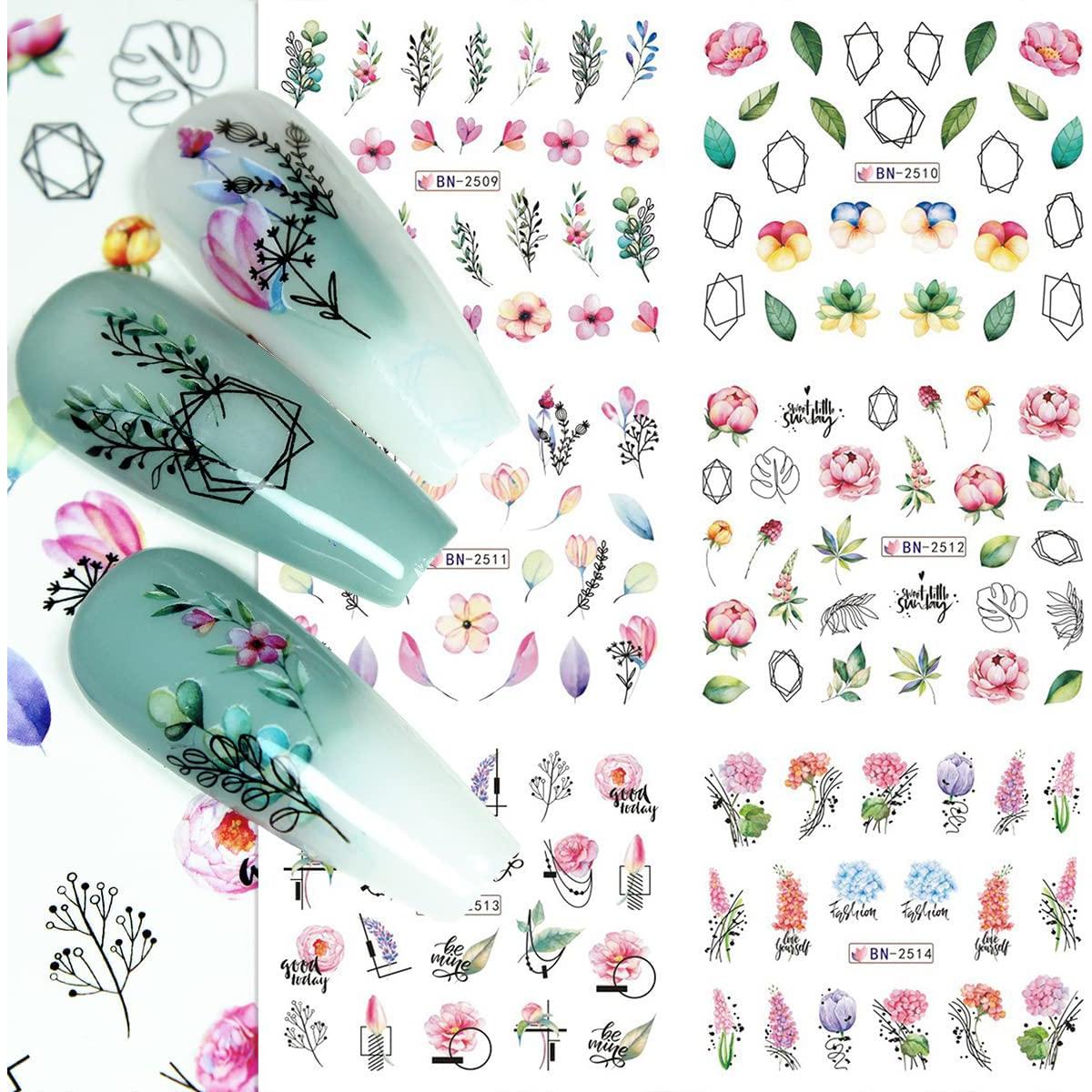 Pegatinas de Uñas SINSEN Florales 12 Piezas Transferencia Agua