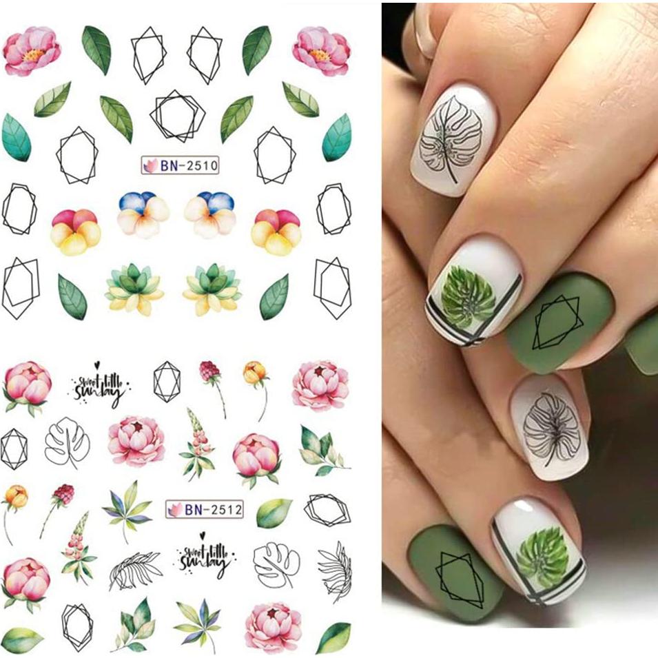 Pegatinas de Uñas SINSEN Florales 12 Piezas Transferencia Agua