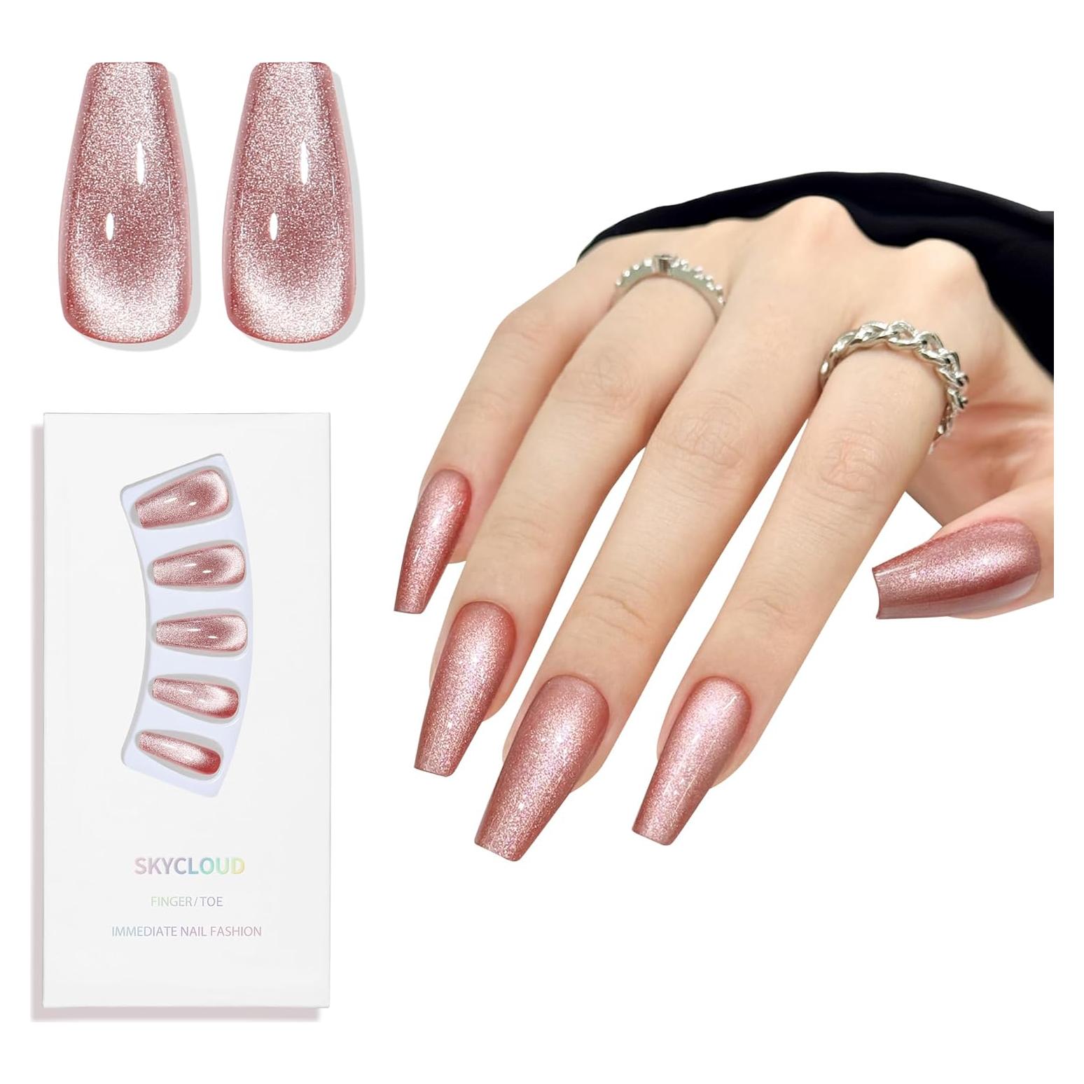 Uñas Postizas SKYCLOUD Rojas 24 Piezas Gel Suave