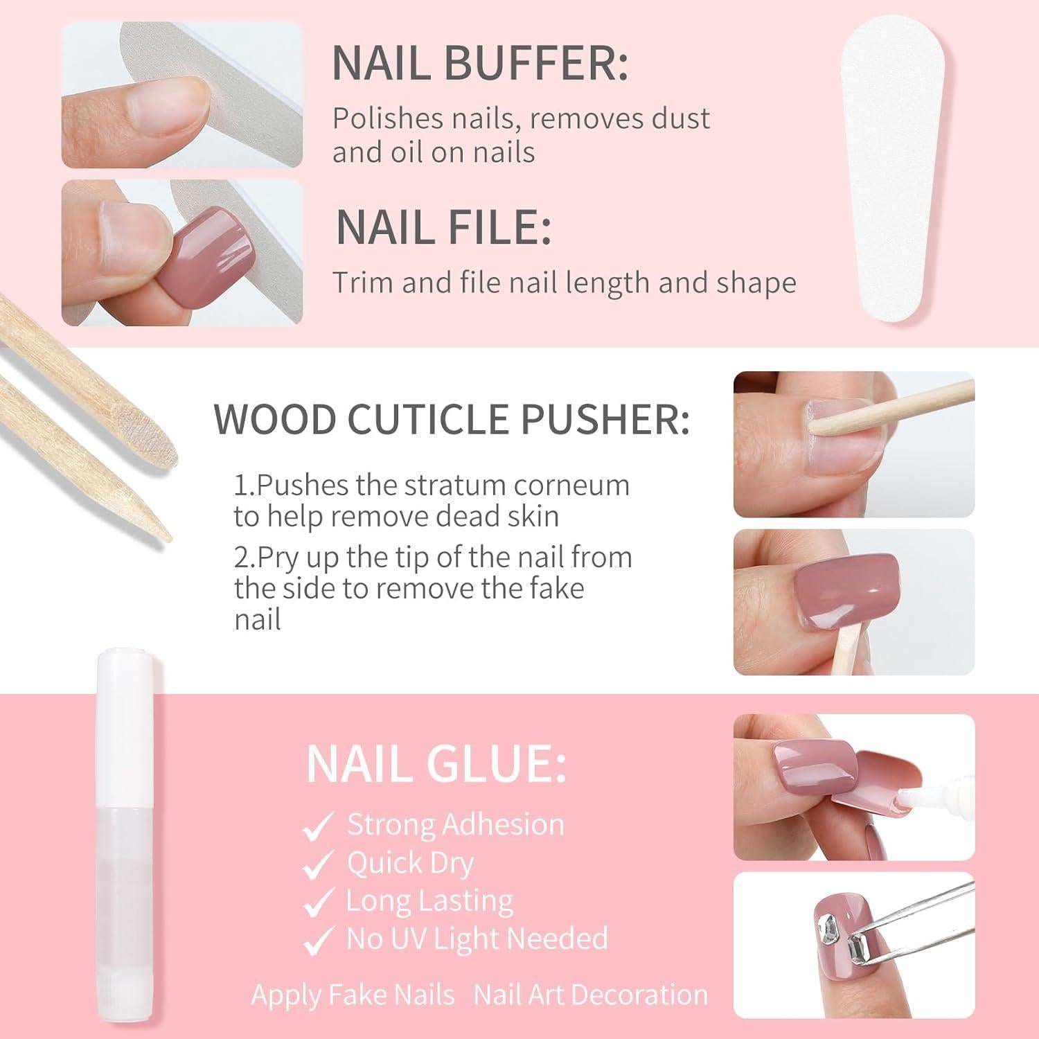 Uñas Postizas SKYCLOUD Rojas 24 Piezas Gel Suave