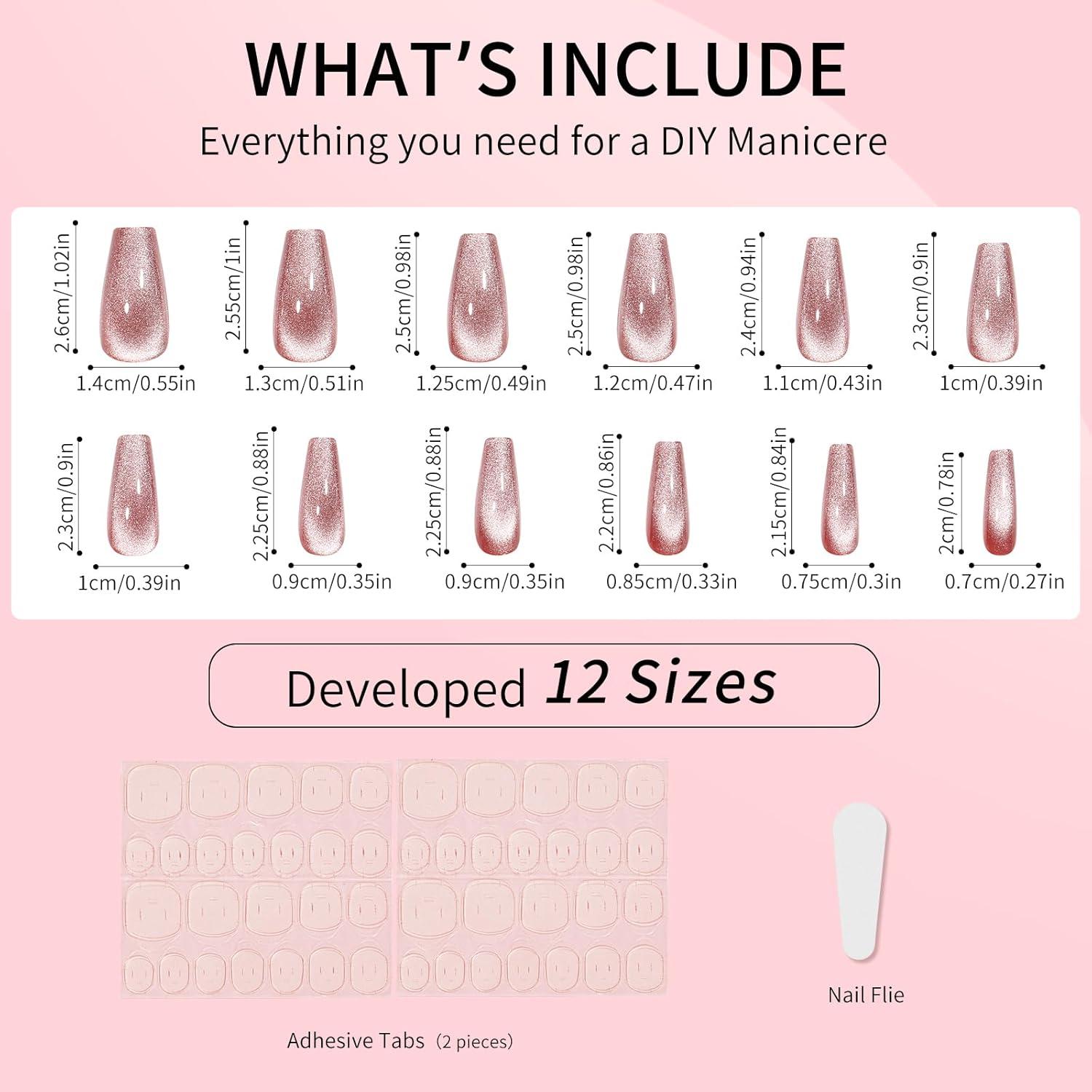 Uñas Postizas SKYCLOUD Rojas 24 Piezas Gel Suave