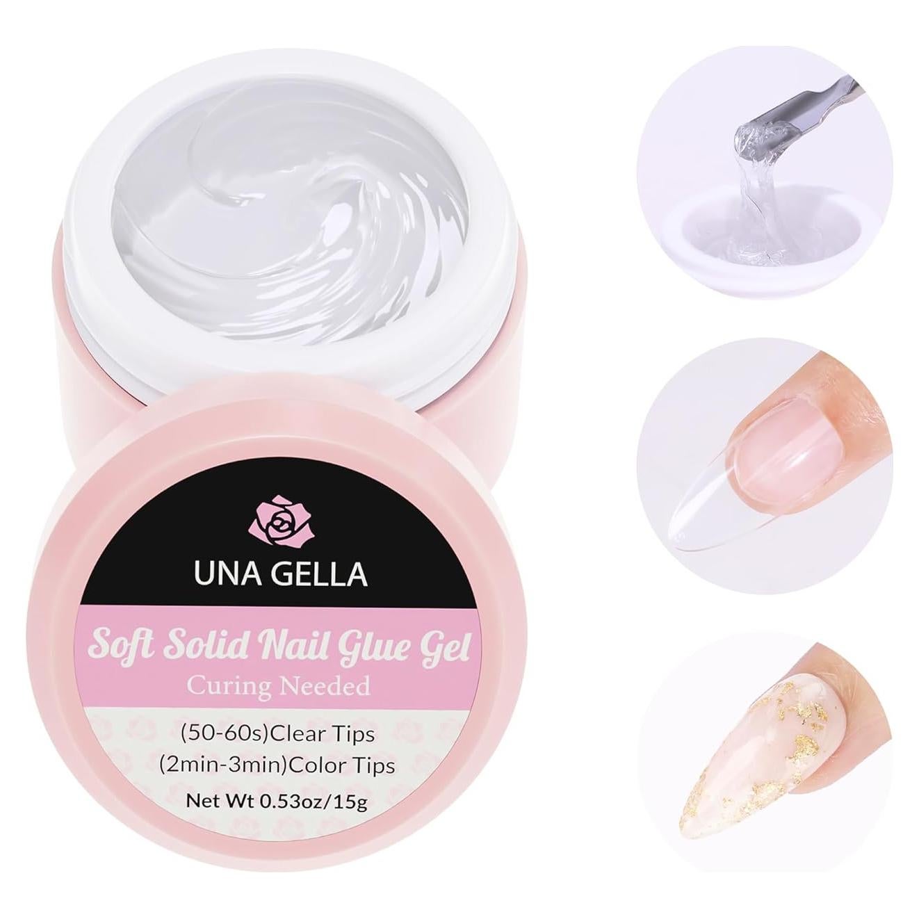 Pegamento Sólido para Uñas UNA GELLA 15g - Adhesivo Fuerte UV