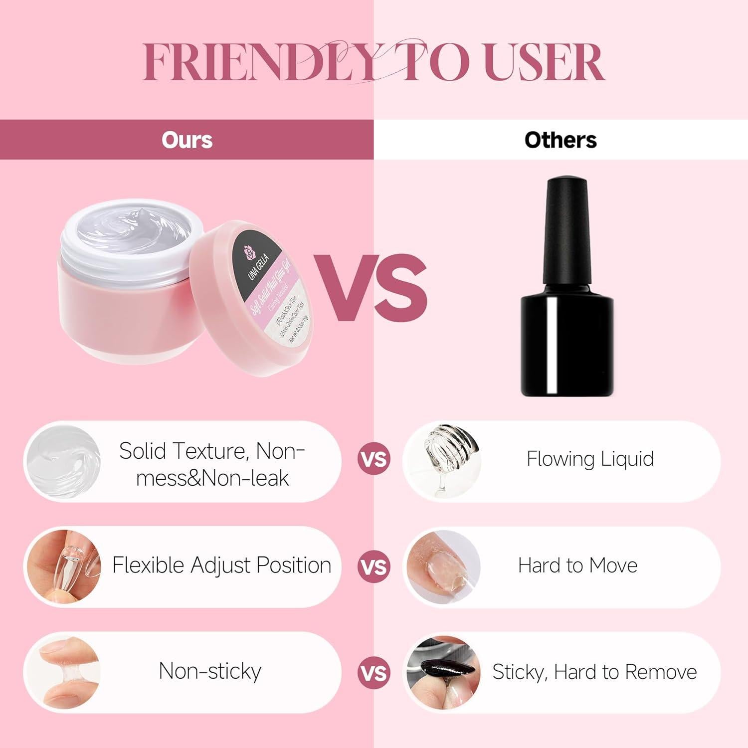 Pegamento Sólido para Uñas UNA GELLA 15g - Adhesivo Fuerte UV