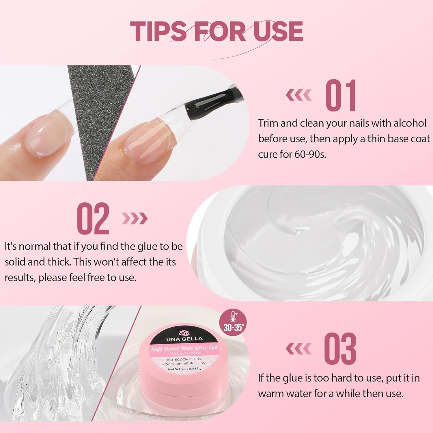 Pegamento Sólido para Uñas UNA GELLA 15g - Adhesivo Fuerte UV