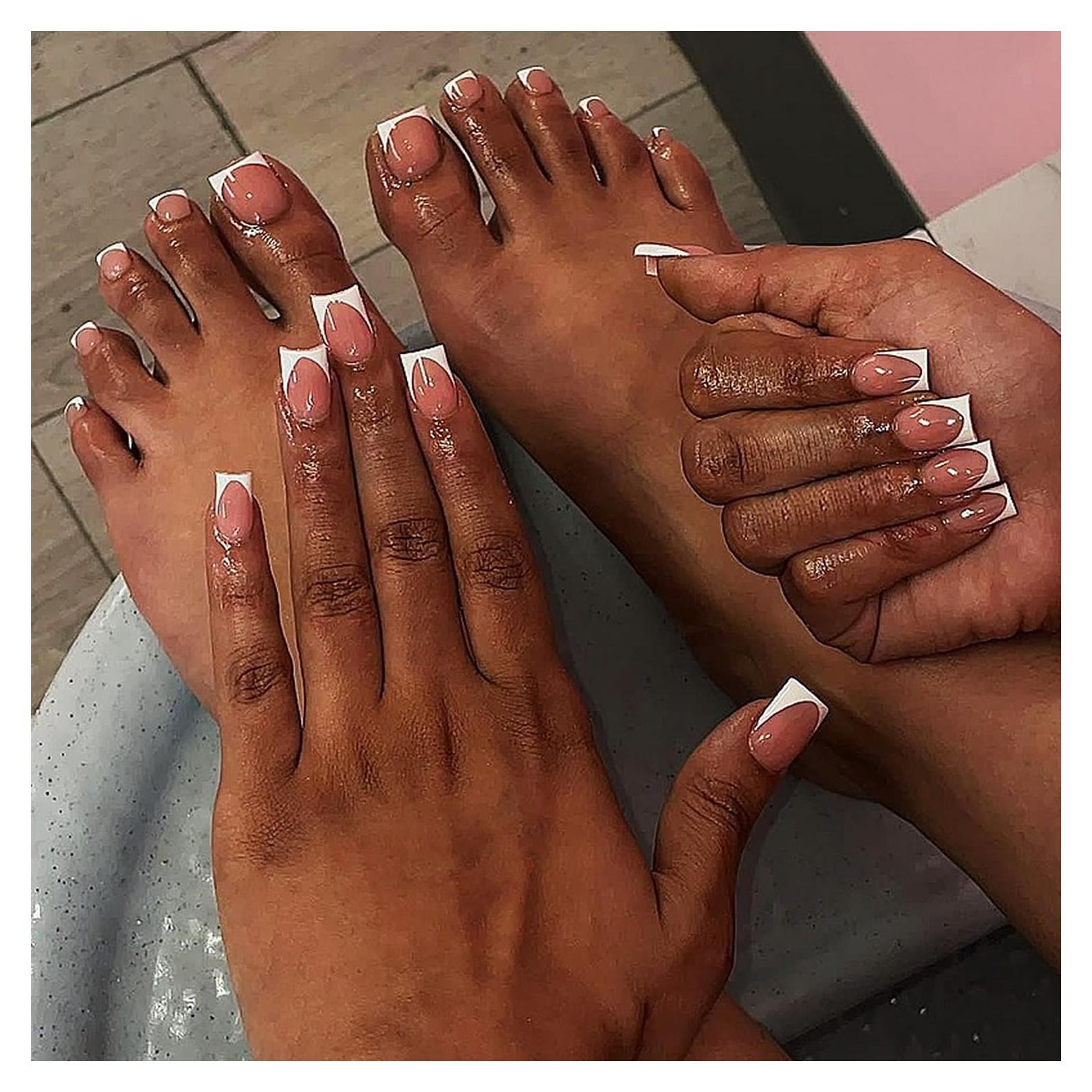 Kit de Uñas Postizas Francesas BHOOKA 48 Pcs Acrílicas