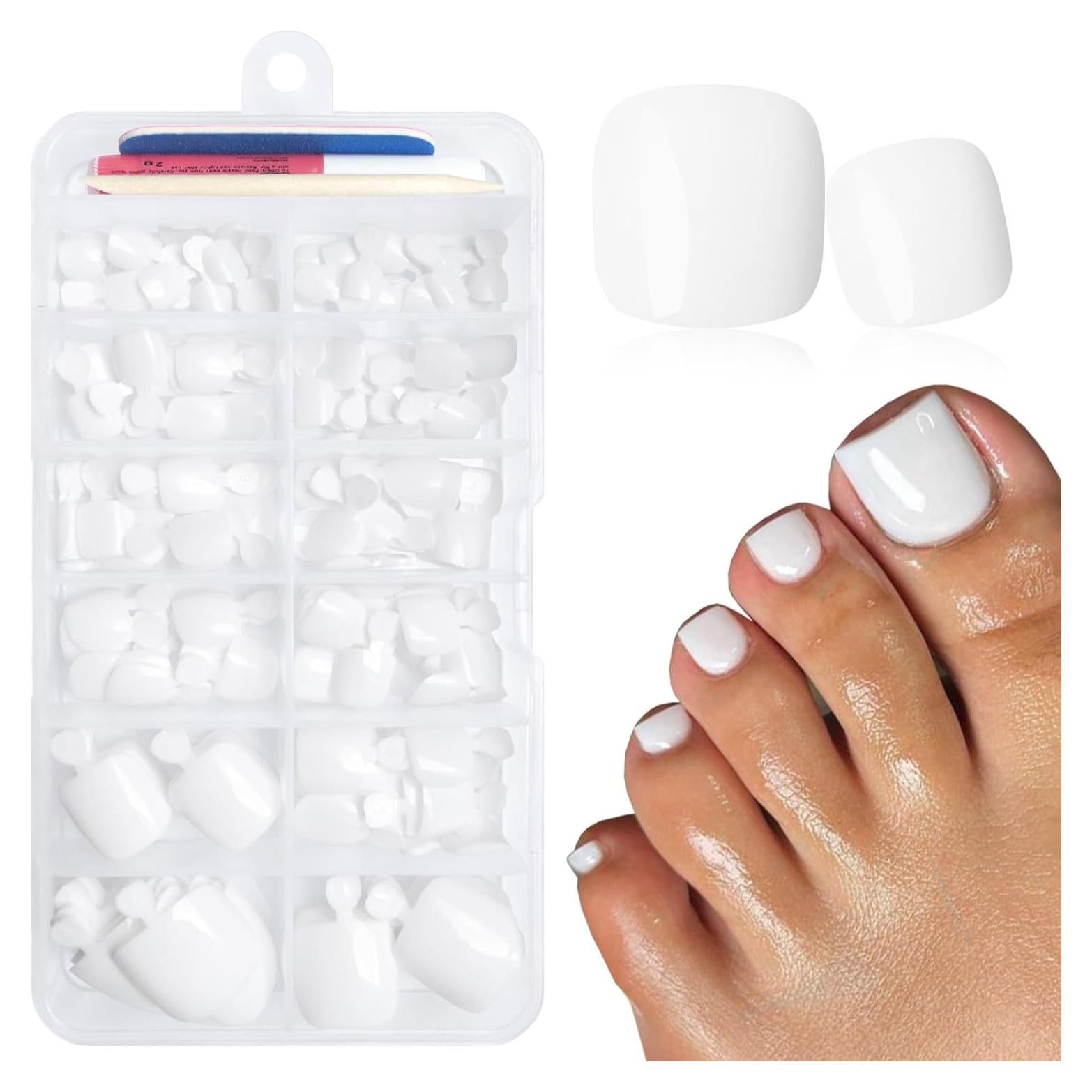 Kit de Uñas Postizas para Pies LuckForever 168 Piezas Blancas
