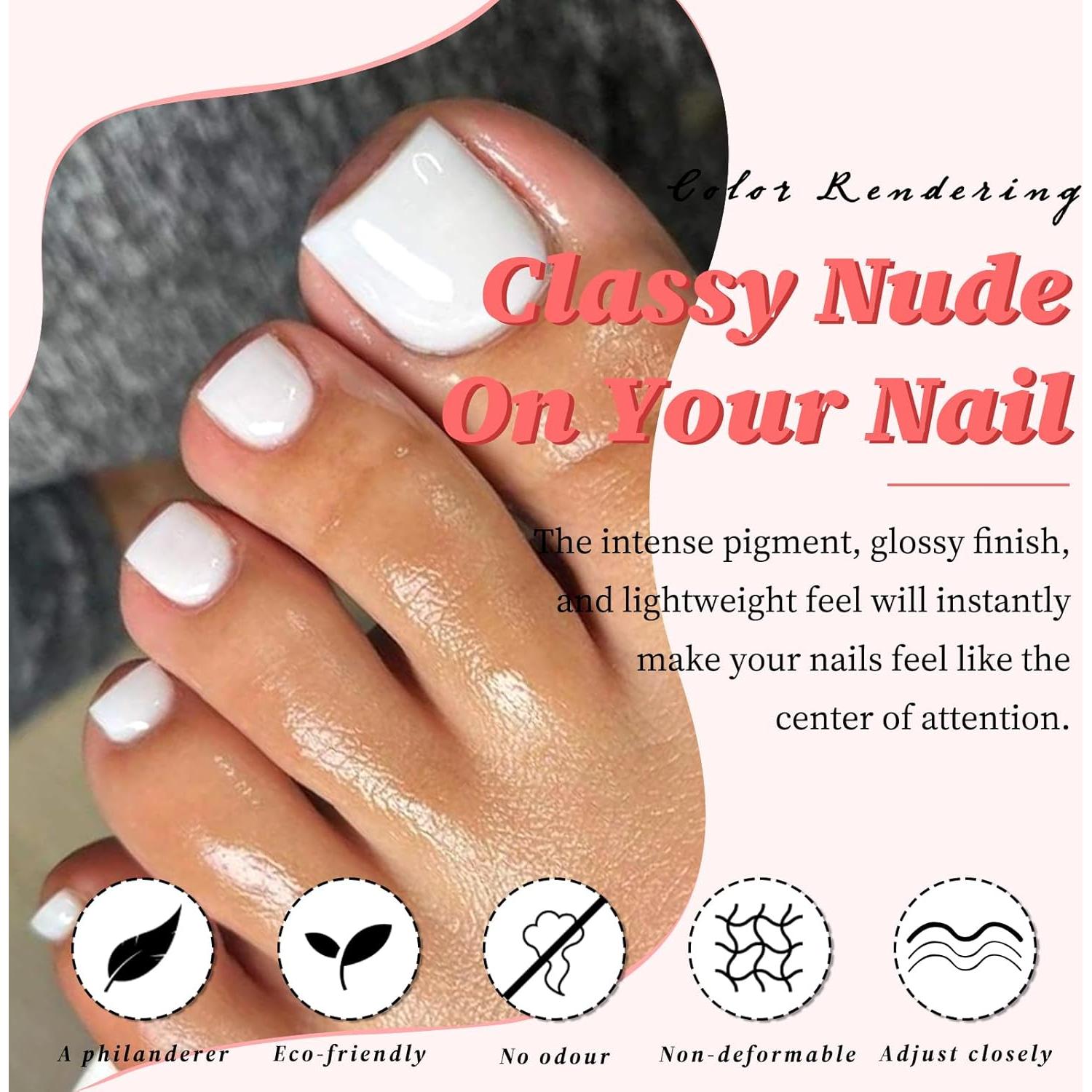 Kit de Uñas Postizas para Pies LuckForever 168 Piezas Blancas