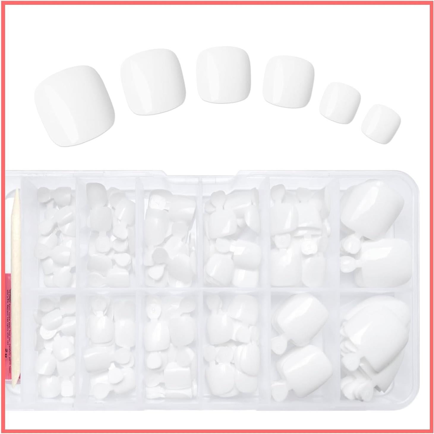 Kit de Uñas Postizas para Pies LuckForever 168 Piezas Blancas