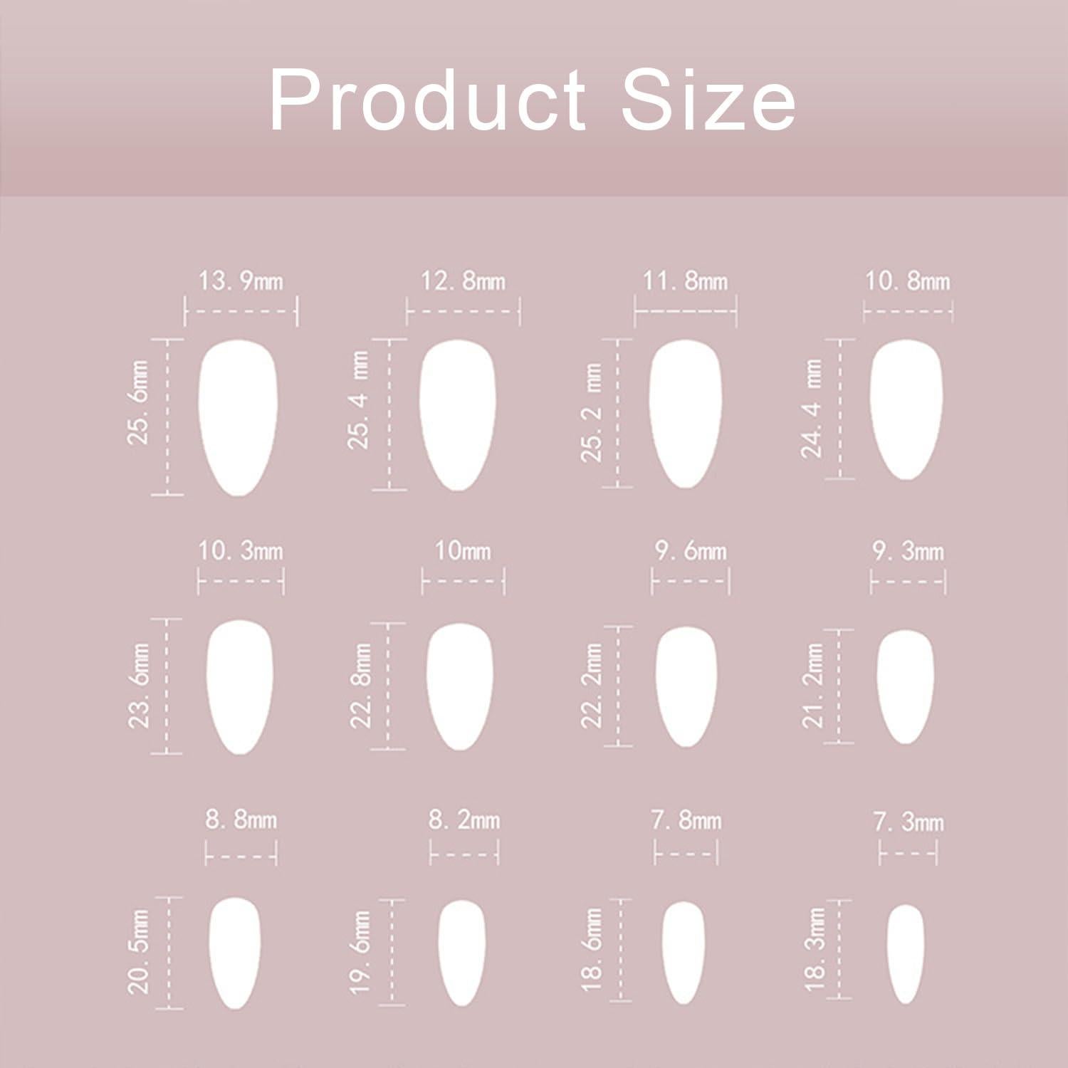 Uñas Postizas Almendra Media Punta Francesa Blanca 24 Pcs