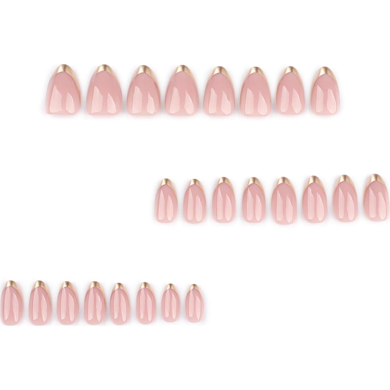 Uñas Postizas Medianas Ovaladas Vopintpy 24 Piezas Punta Francesa