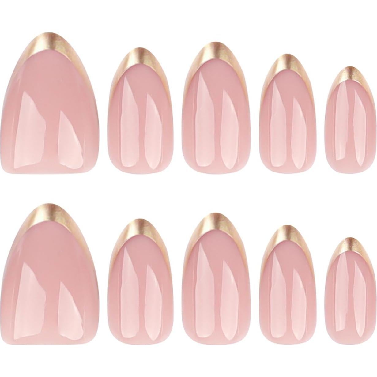 Uñas Postizas Medianas Ovaladas Vopintpy 24 Piezas Punta Francesa