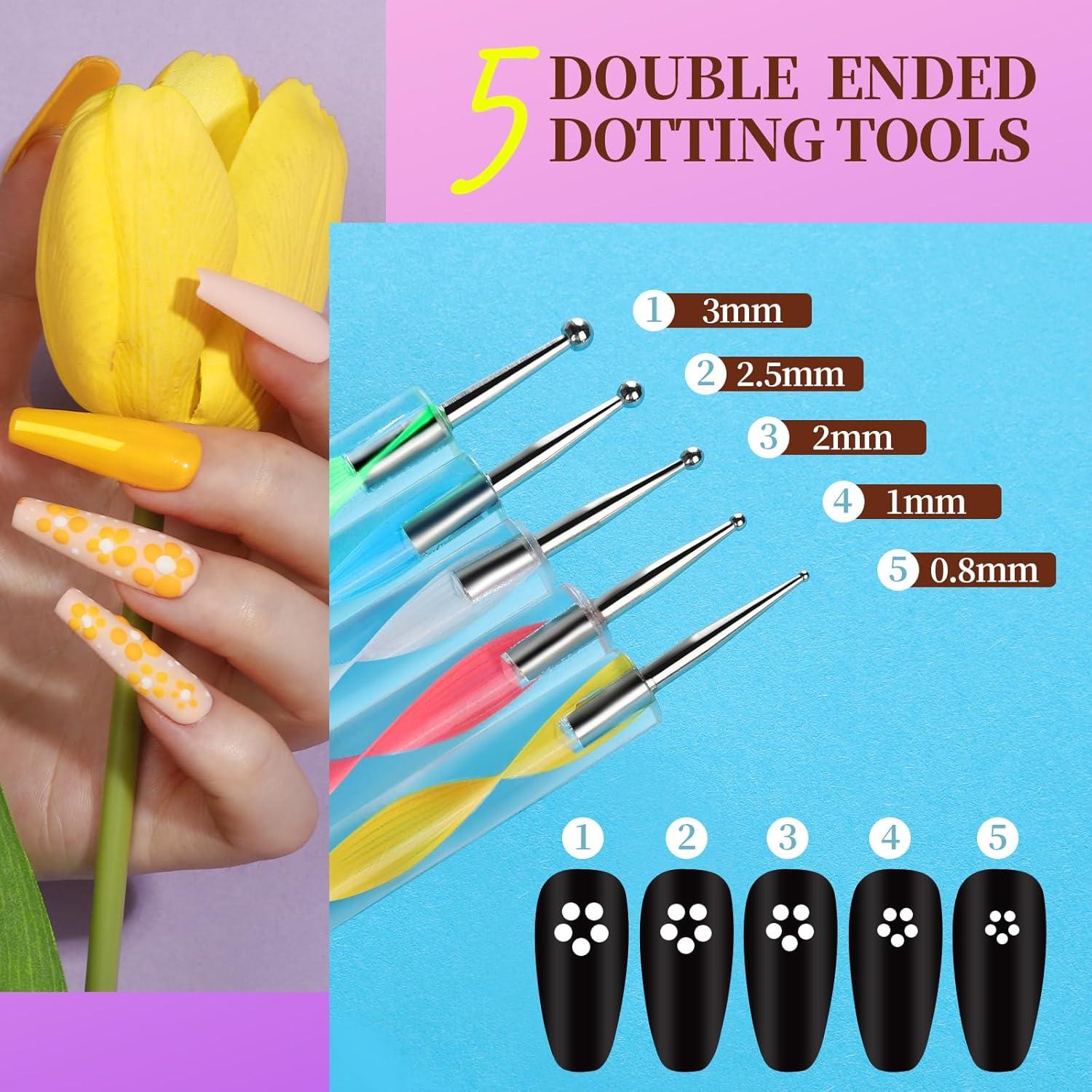 Kit de Arte de Uñas Teenitor - 20 Piezas con Pinceles y Gemas