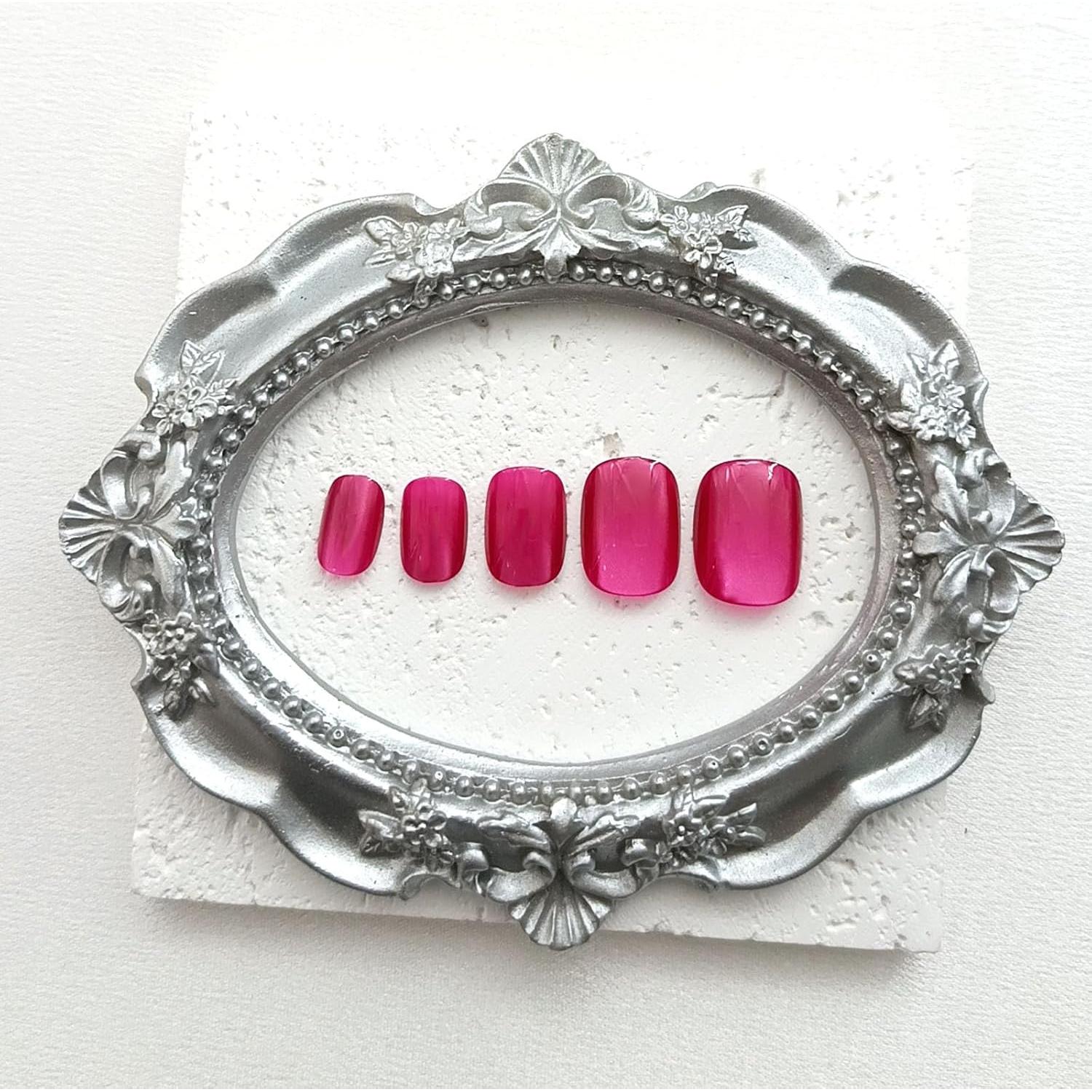 Uñas Postizas Cat Eye Rojas 30 Pcs Reutilizables PXUEZAY