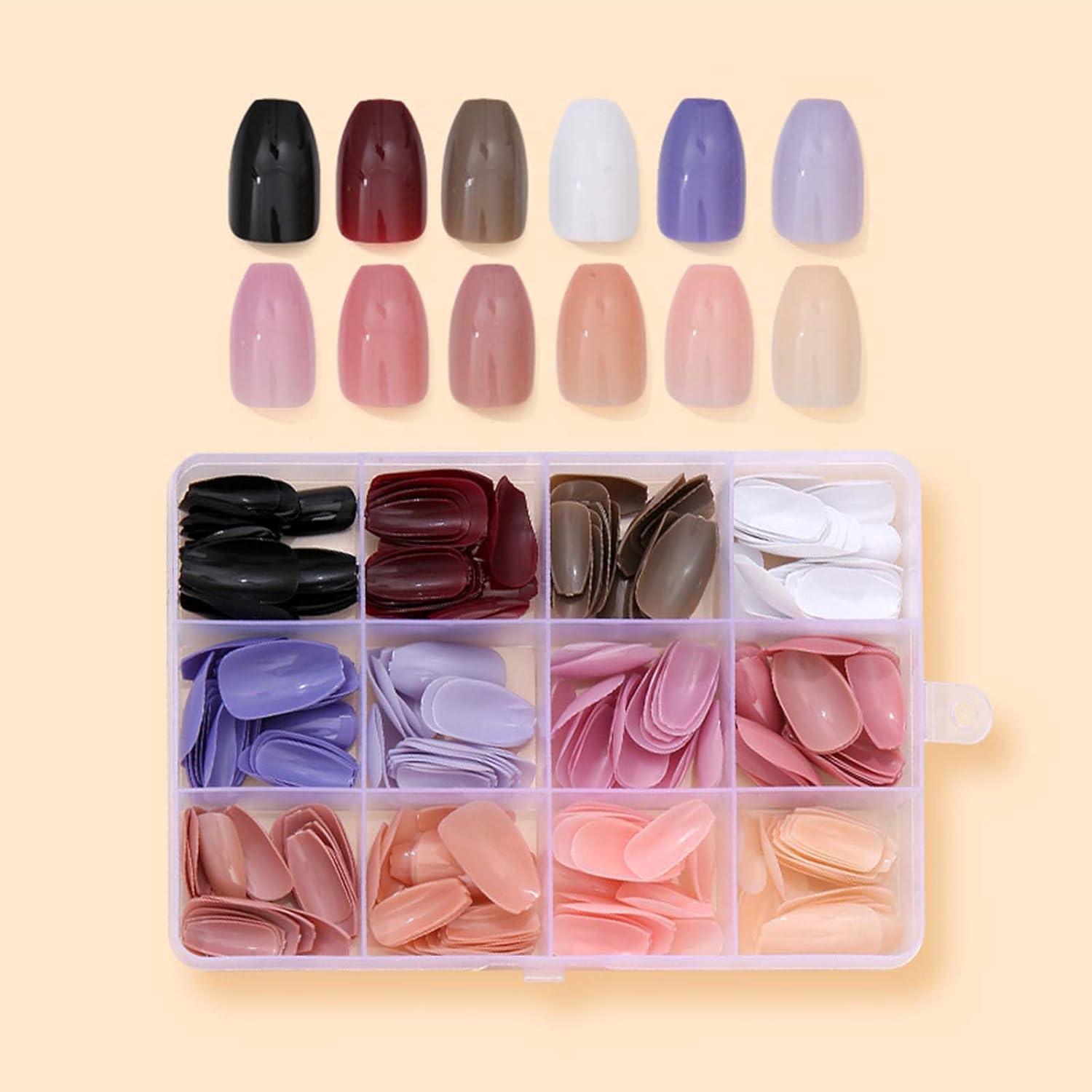 288 Uñas Postizas en Forma de Ataúd KASOICRA - 12 Colores