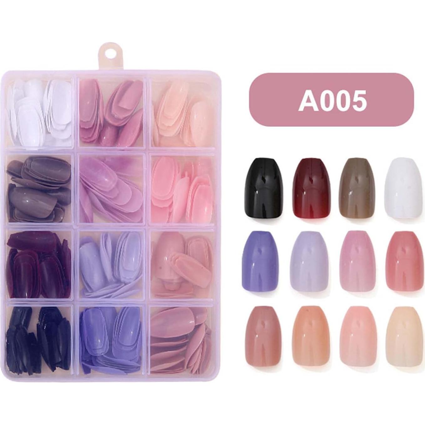 288 Uñas Postizas en Forma de Ataúd KASOICRA - 12 Colores