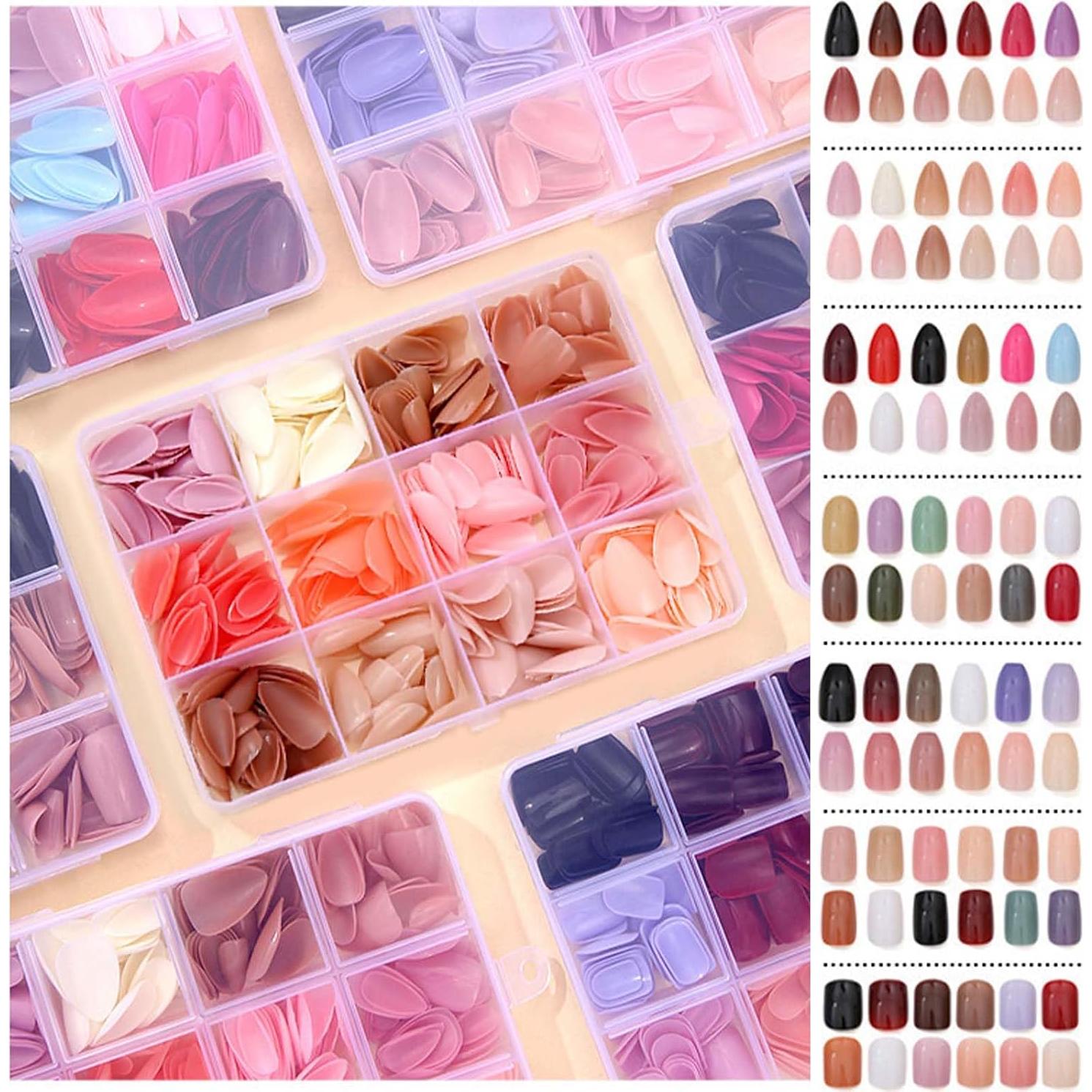 288 Uñas Postizas en Forma de Ataúd KASOICRA - 12 Colores