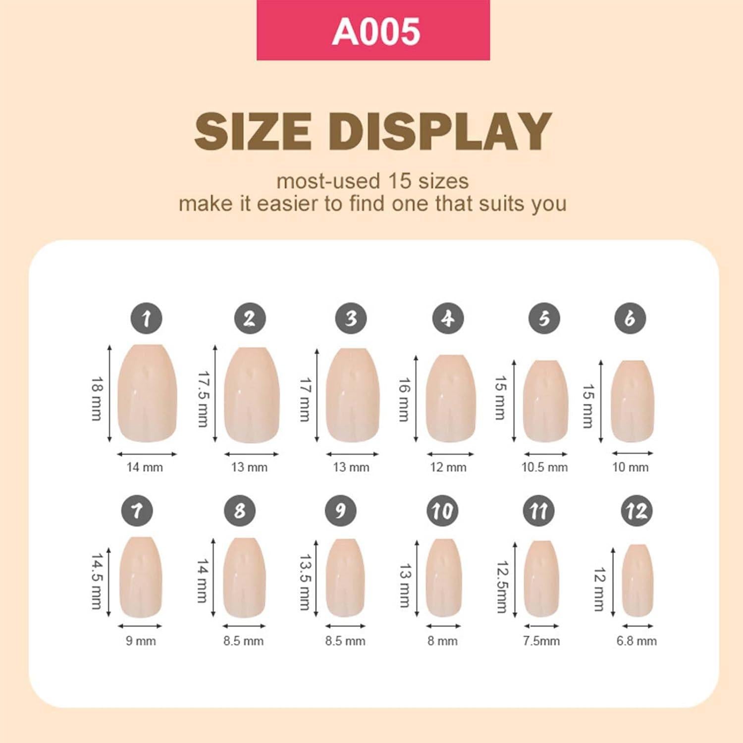 288 Uñas Postizas en Forma de Ataúd KASOICRA - 12 Colores