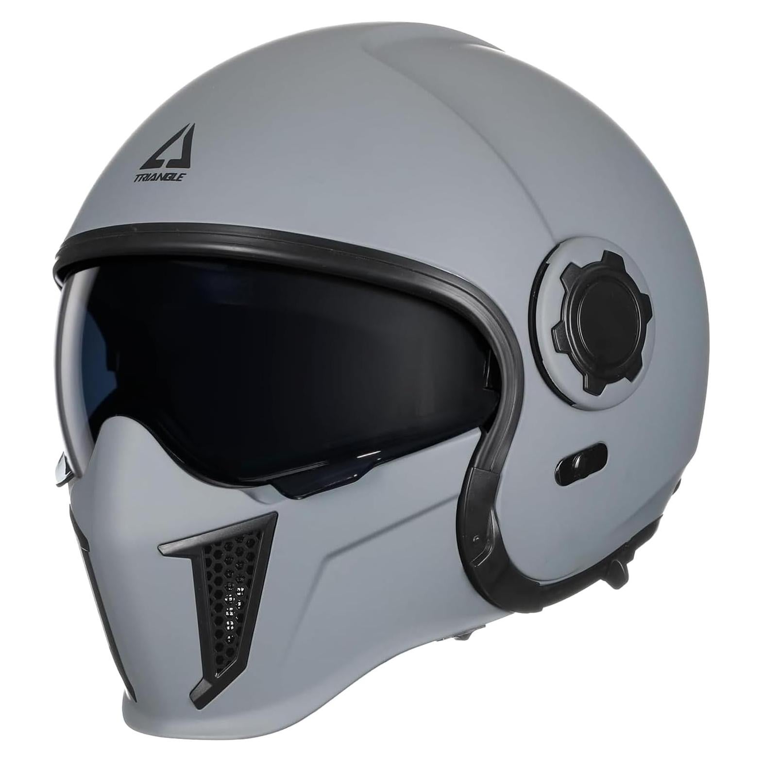 Casco de Motocicleta TRIANGLE OP12A Doble Visera Gris M