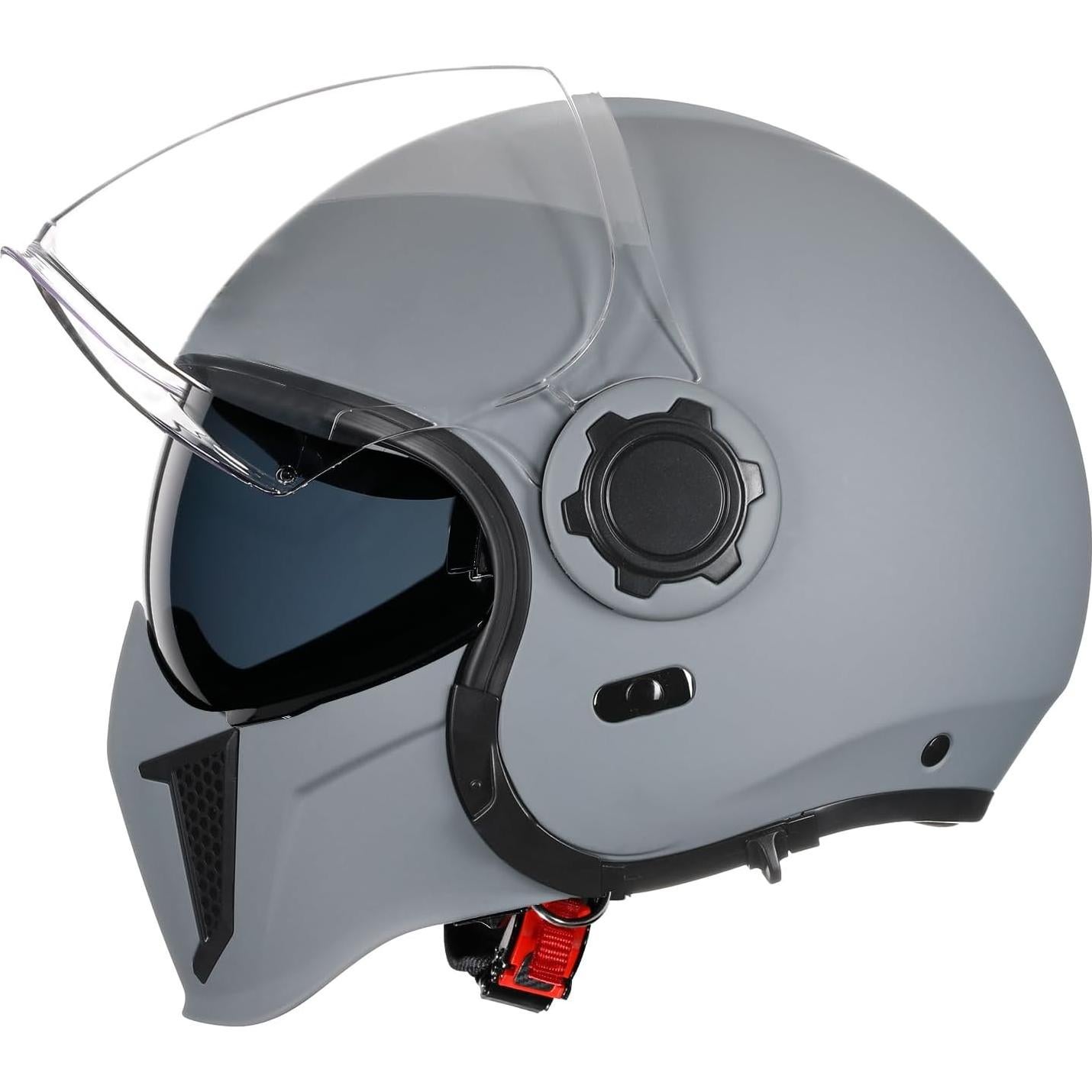 Casco de Motocicleta TRIANGLE OP12A Doble Visera Gris M