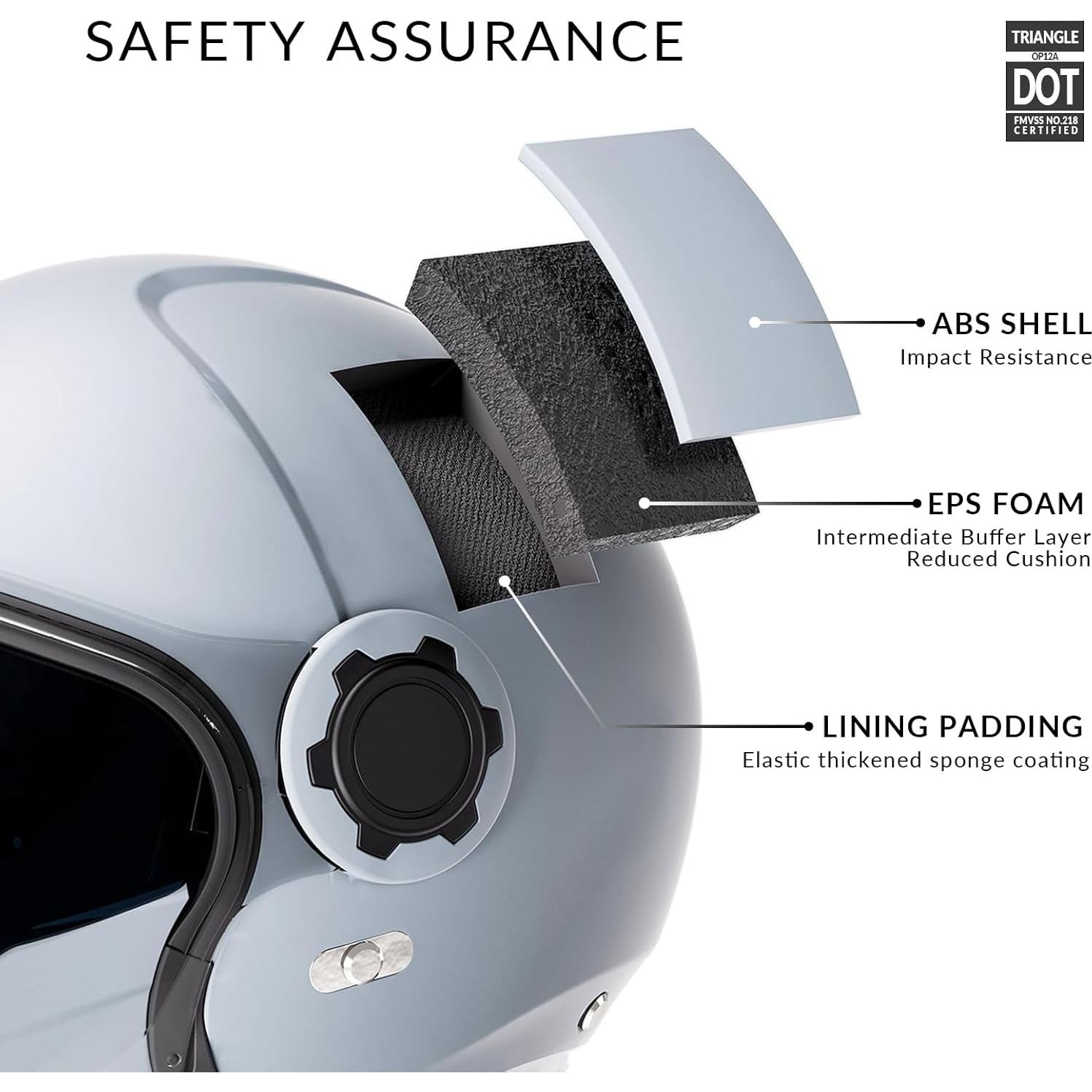 Casco de Motocicleta TRIANGLE OP12A Doble Visera Gris M