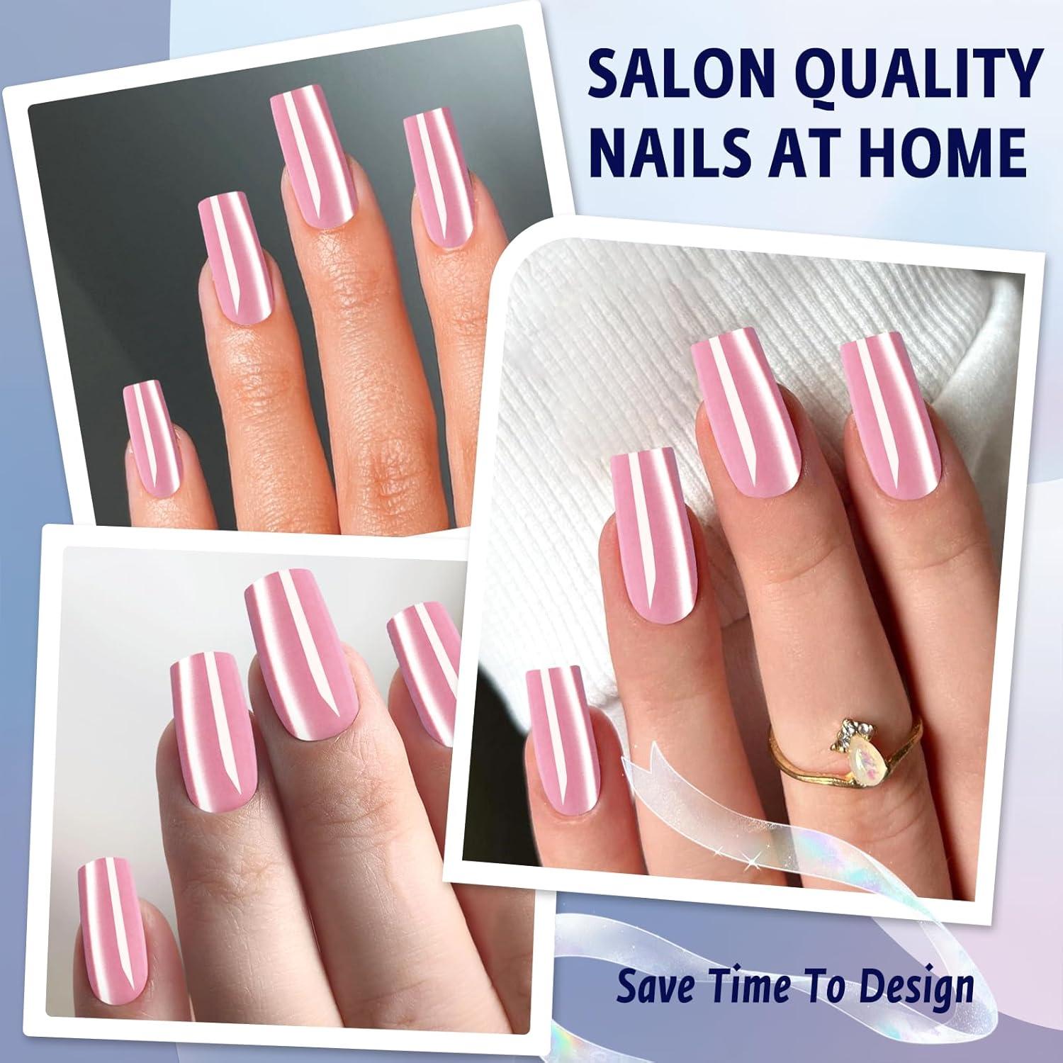 120 Uñas Postizas Acrílicas Medianas Rosa Jelly Bellelfin