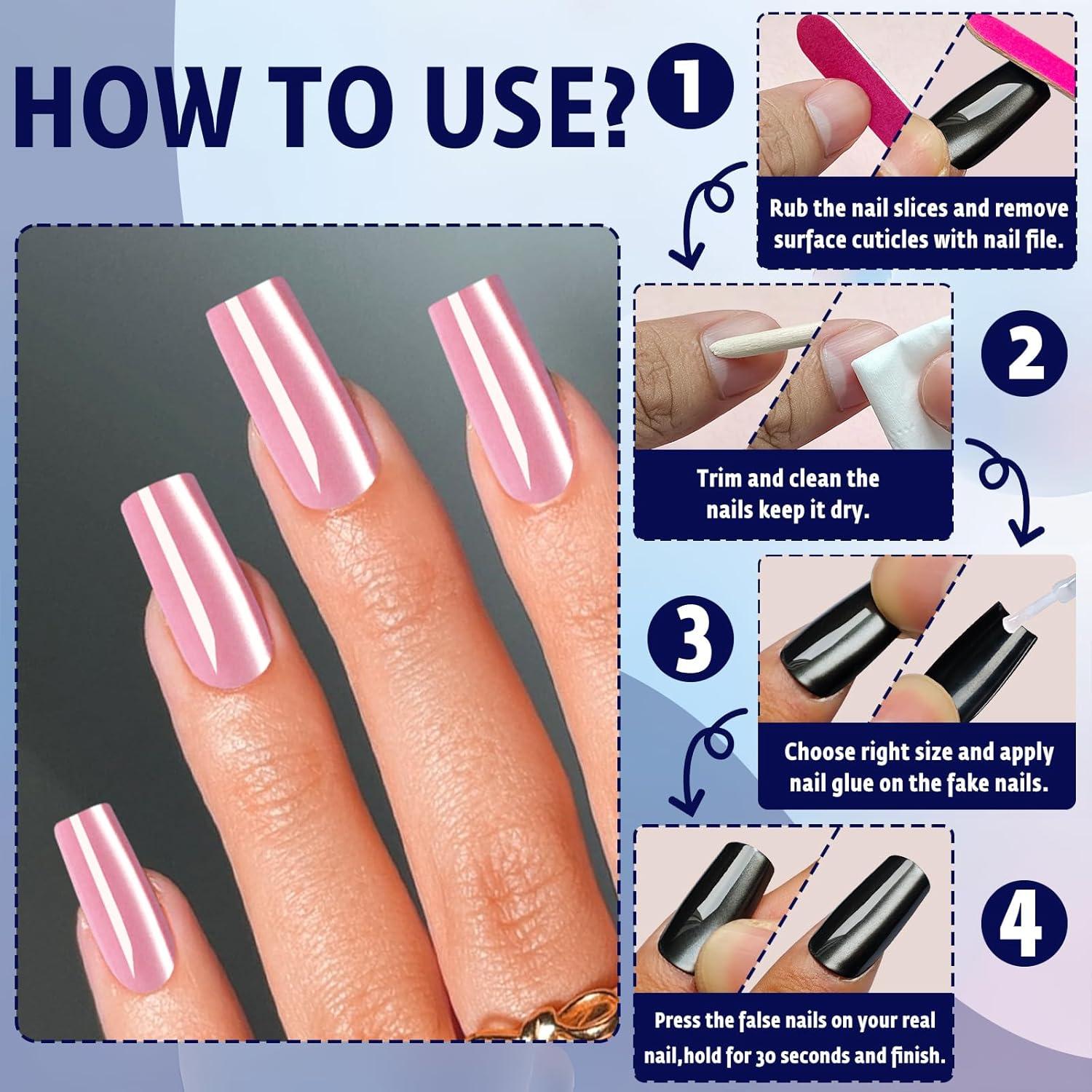 120 Uñas Postizas Acrílicas Medianas Rosa Jelly Bellelfin