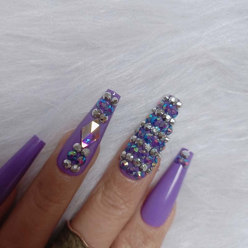 Uñas Postizas Moradas ZYBUXY 24 Piezas Acrílico DIY