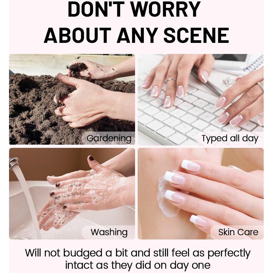 Uñas Postizas 3D XZMeiLun Rosa Almendra 30 Pcs Reutilizables