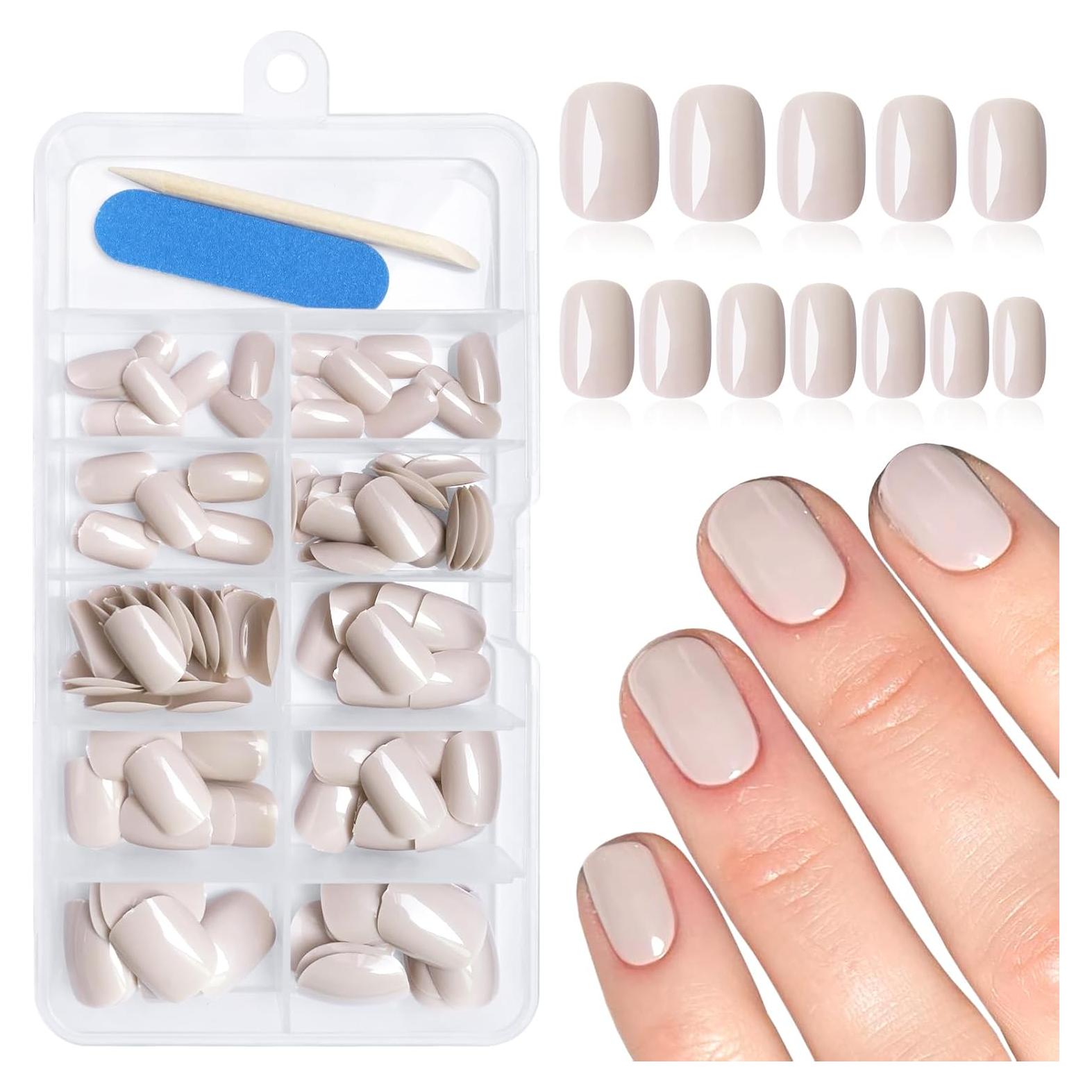 120 Uñas Postizas Cortas Khaki Lifextol - 12 Tamaños