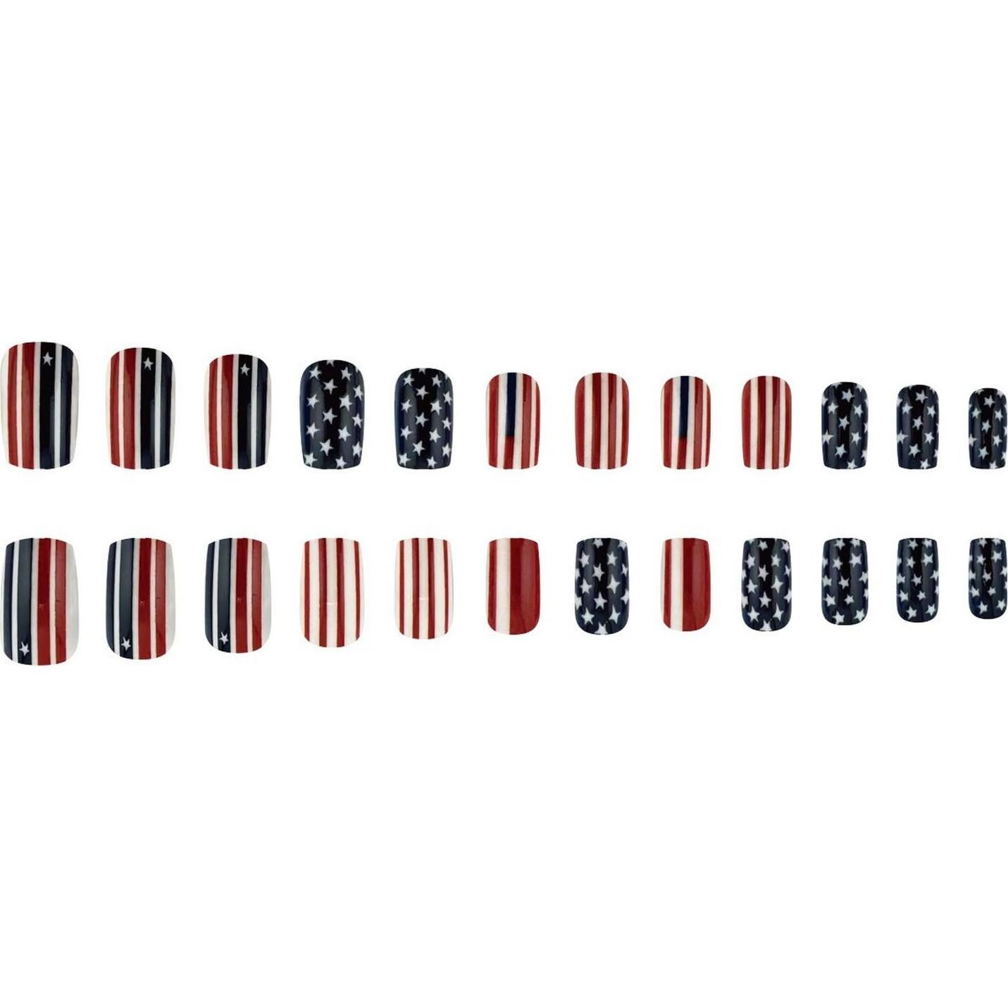 Uñas Postizas de Presión MABKJLF 4 de Julio 24 Pcs Acrílicas