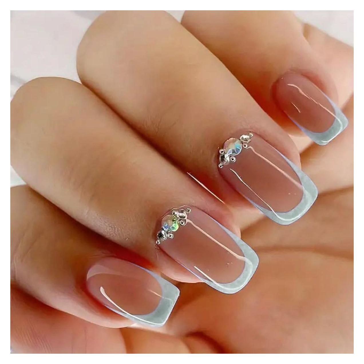 Uñas Postizas Cortas Cuadradas MinFeel Estilo-19 24 Pcs