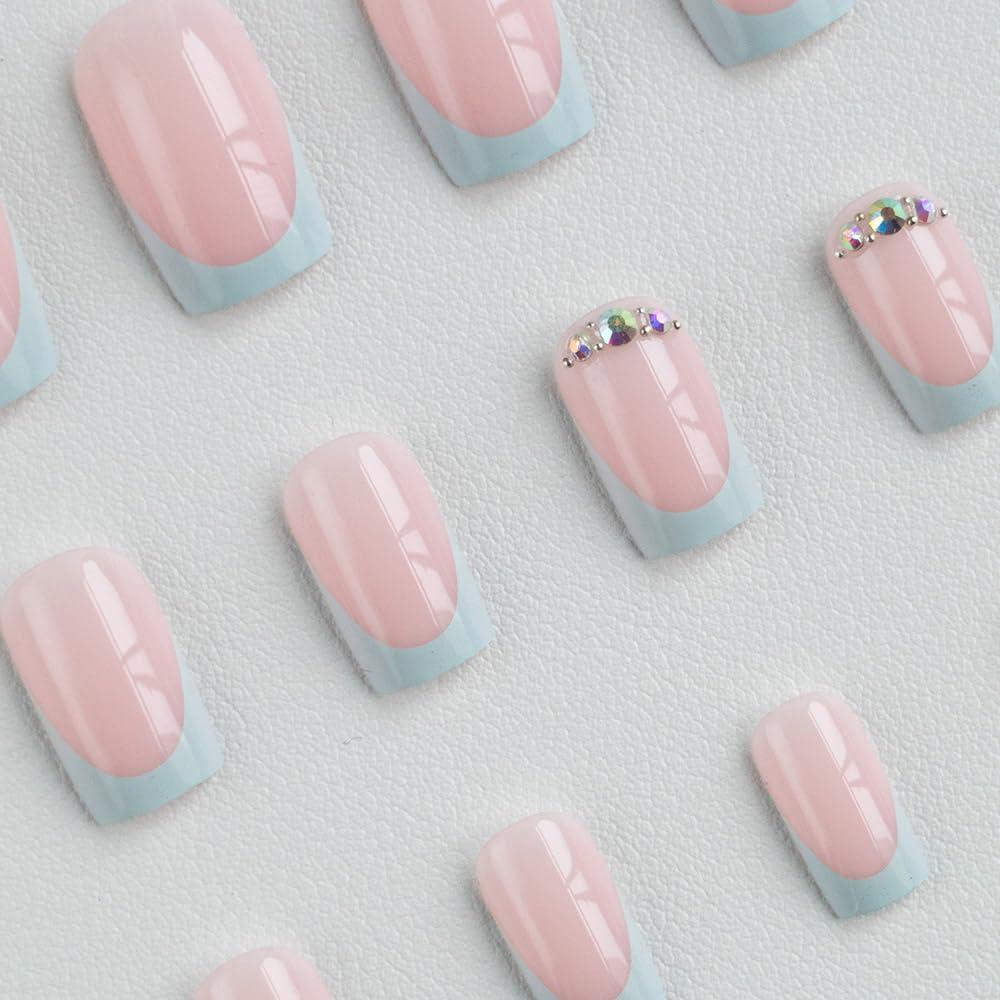 Uñas Postizas Cortas Cuadradas MinFeel Estilo-19 24 Pcs