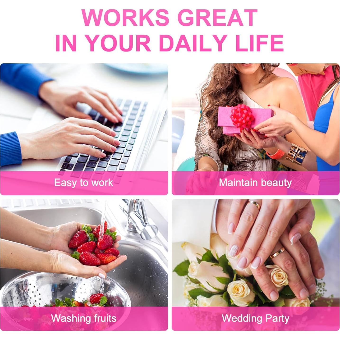 Uñas Artificiales de Mármol Rosa Brillante EchiQ Z836 Tamaño Medio